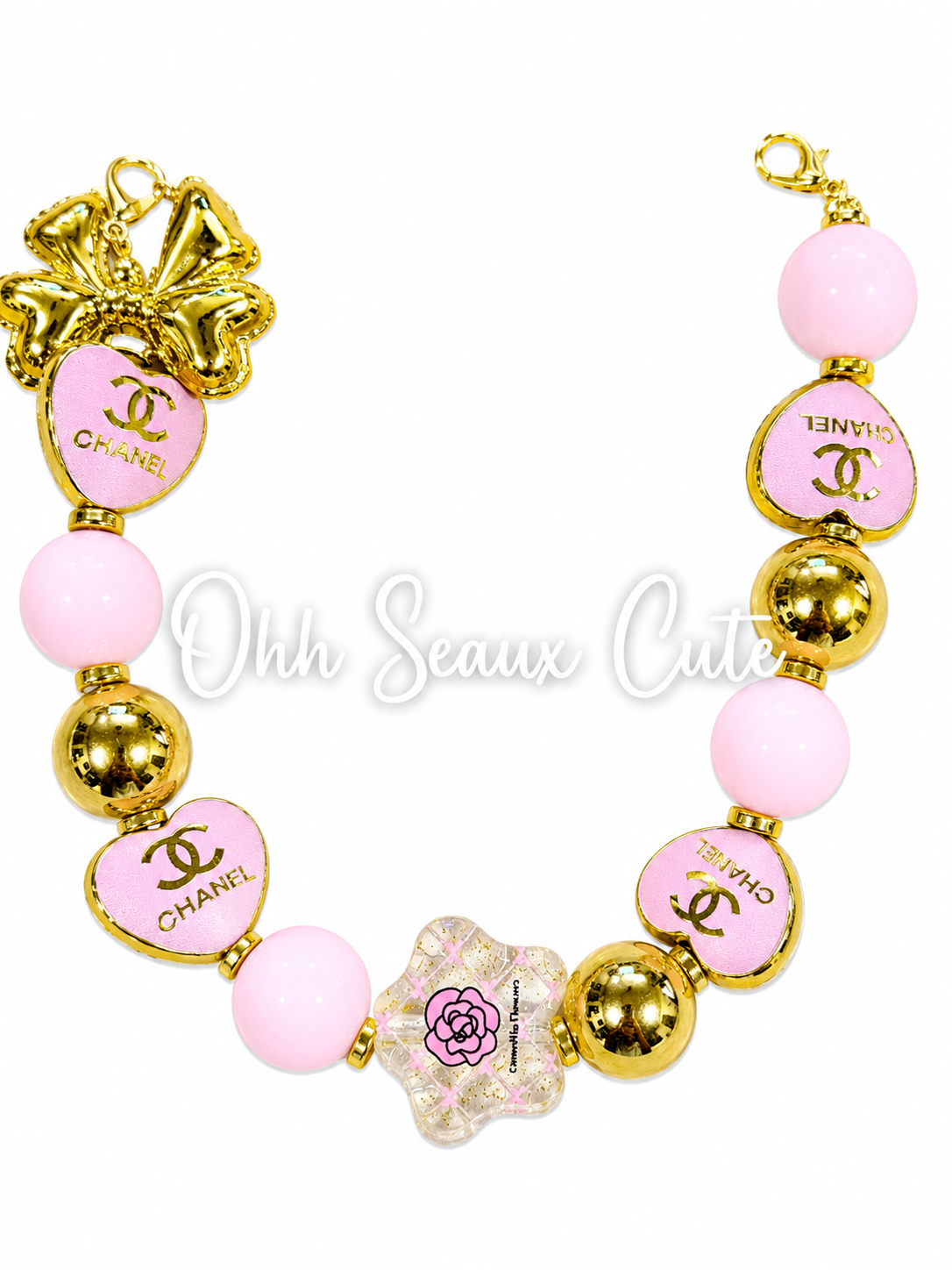 9” CC Pink Heart Hat Chain