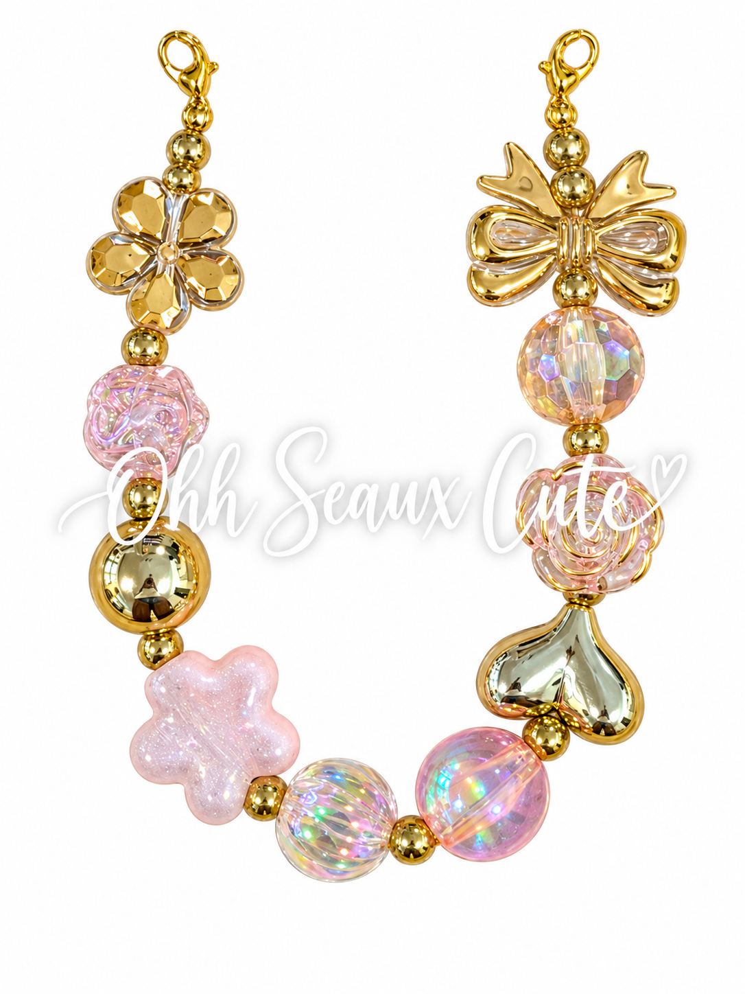 9” Pink/Gold 1 Hat Chain
