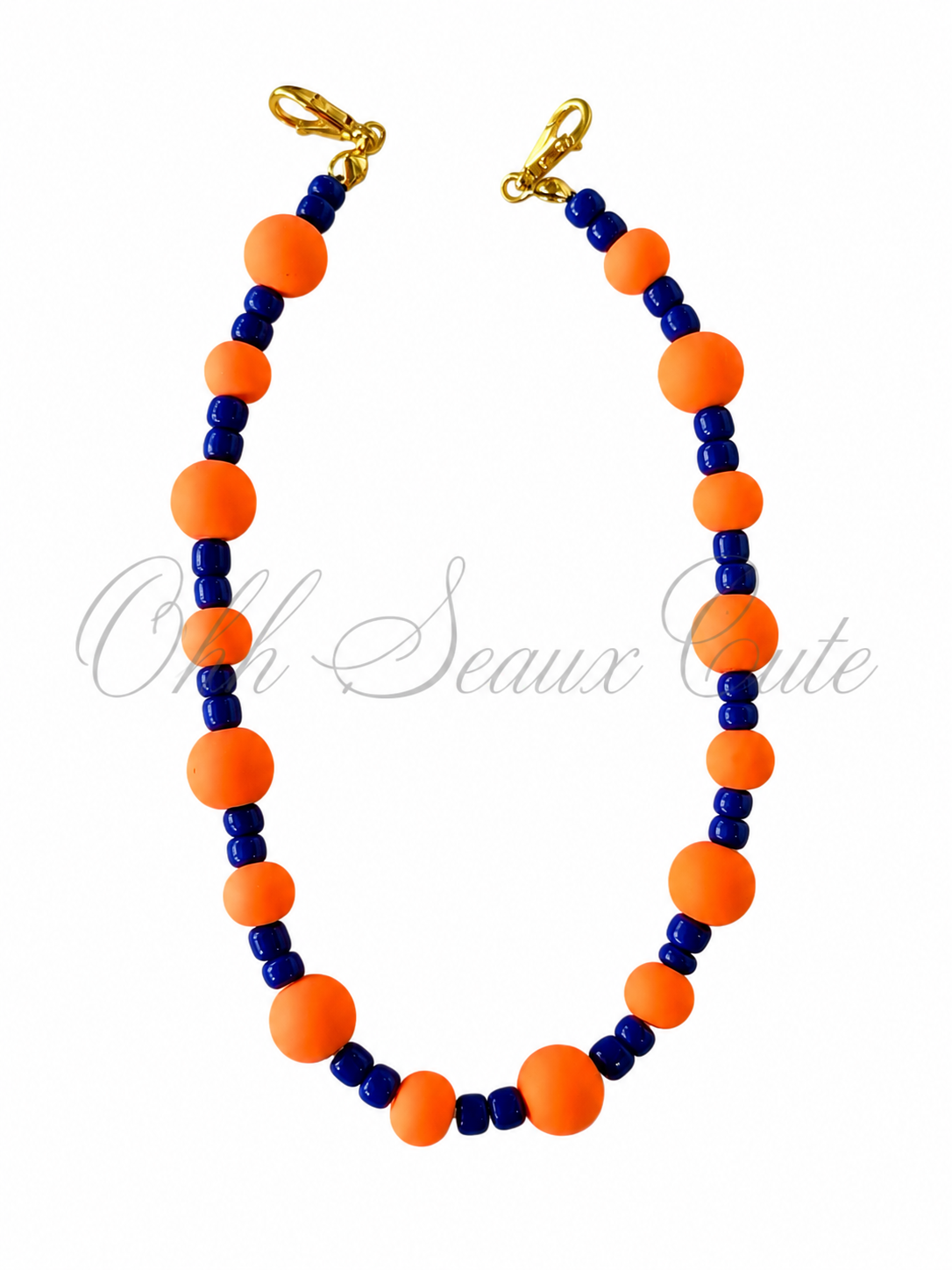 9” 6mm Orange Blue Hat Chain