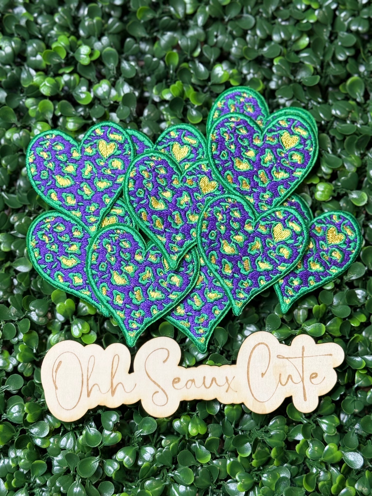 2.5” Mardi Gras Leopard Heart