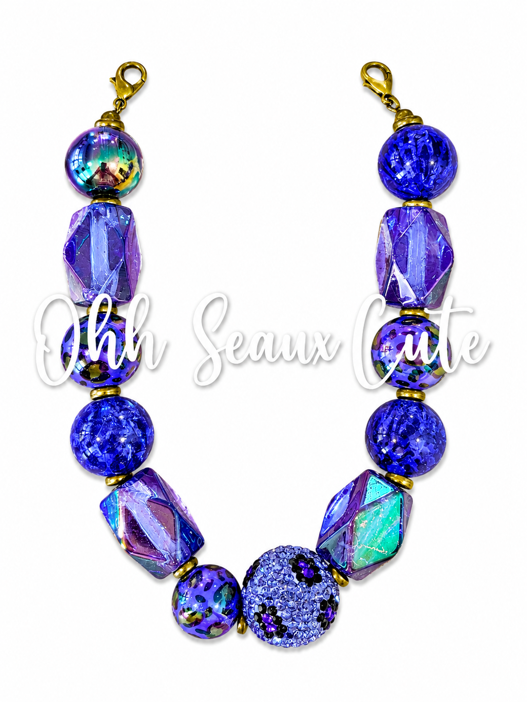 9” Blue Leopard 2 Hat Chain