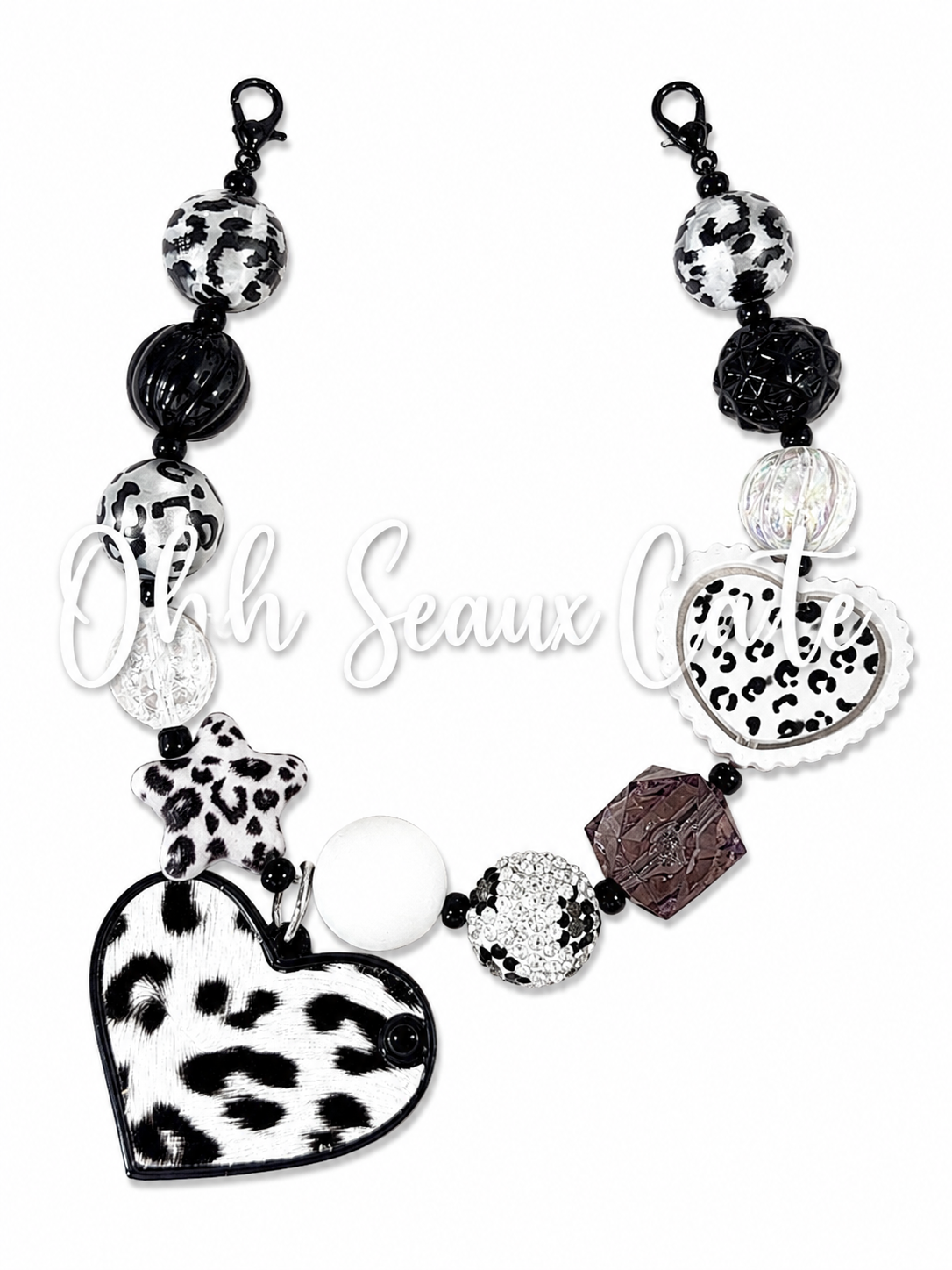 9” White Leopard 4 Hat Chain