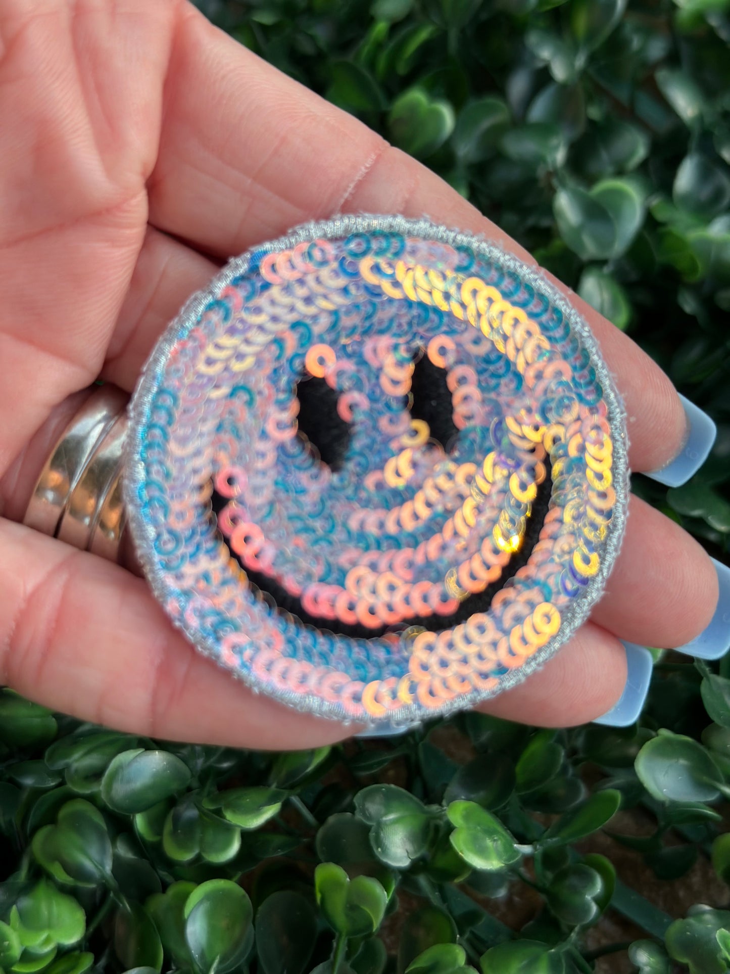 Fall Sequin Smiley 2” Patch