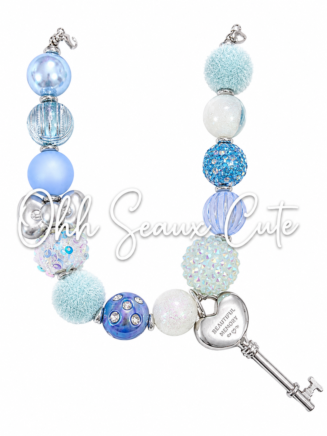 9” Blue Key Hat Chain
