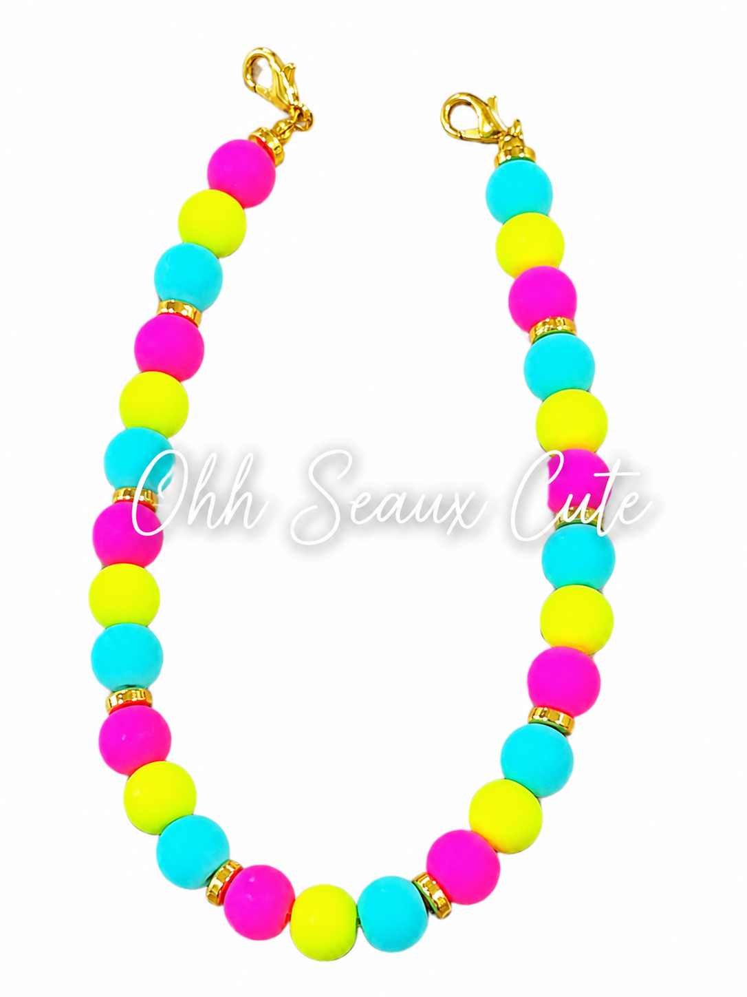9” 8mm Clay Round Bead Hat Chain-Summer Vibes