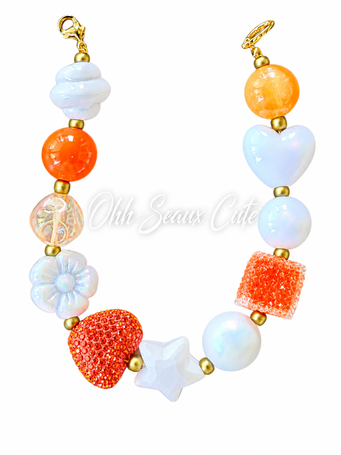 9” Orange/White 1 Hat Chain