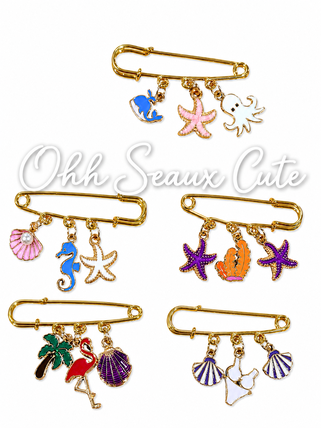 Beach Charm Hat Pins (Set of 5)