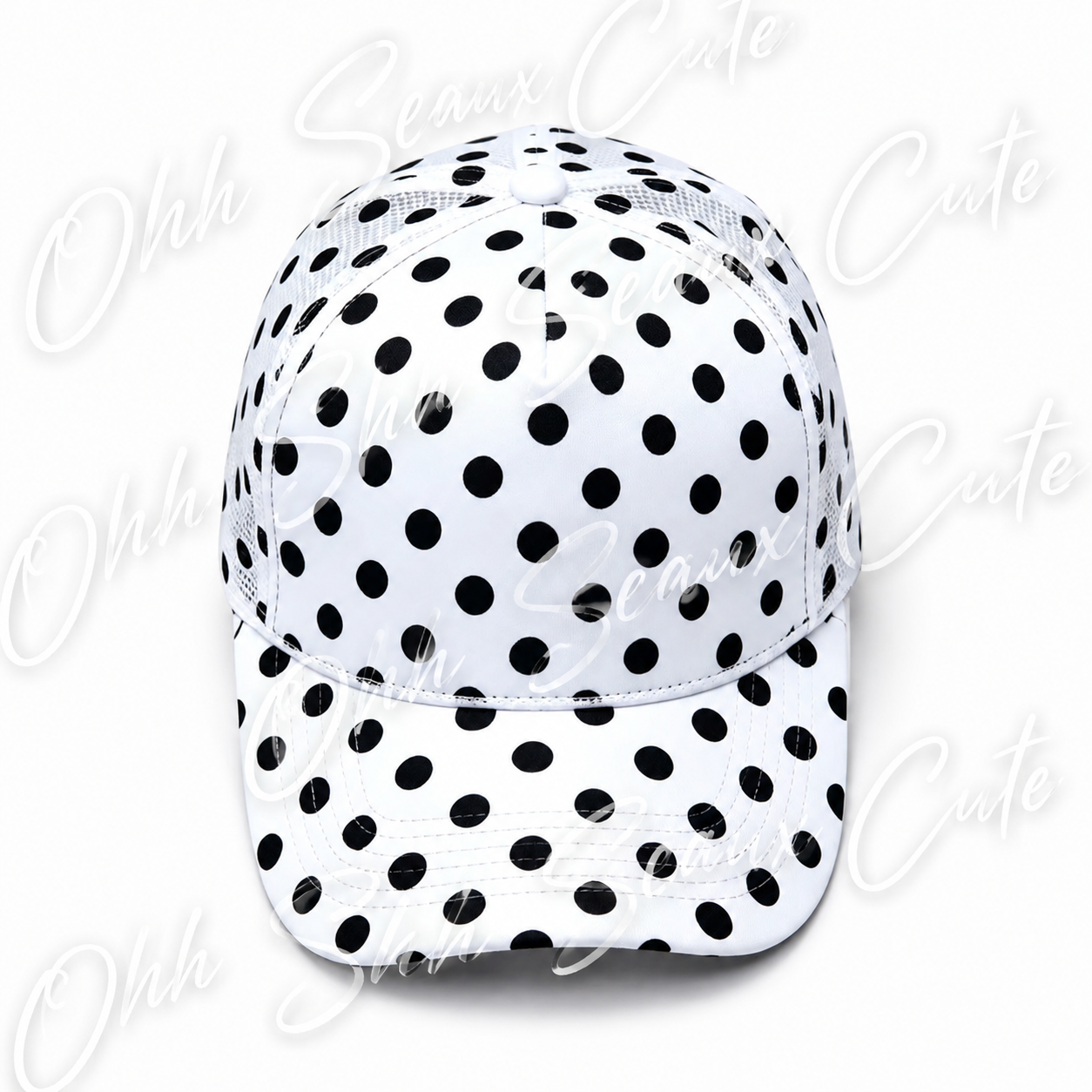 Custom Trucker Hat-Black Polka Dot ETA 8/10