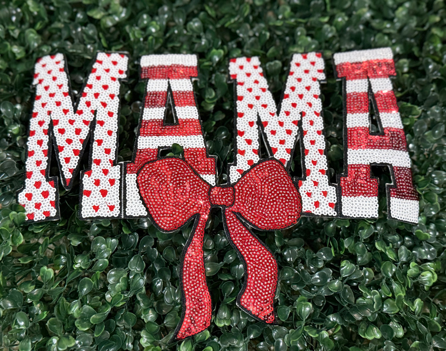 12” Sequin MAMA Valentines w/ Bow (OSC Original)