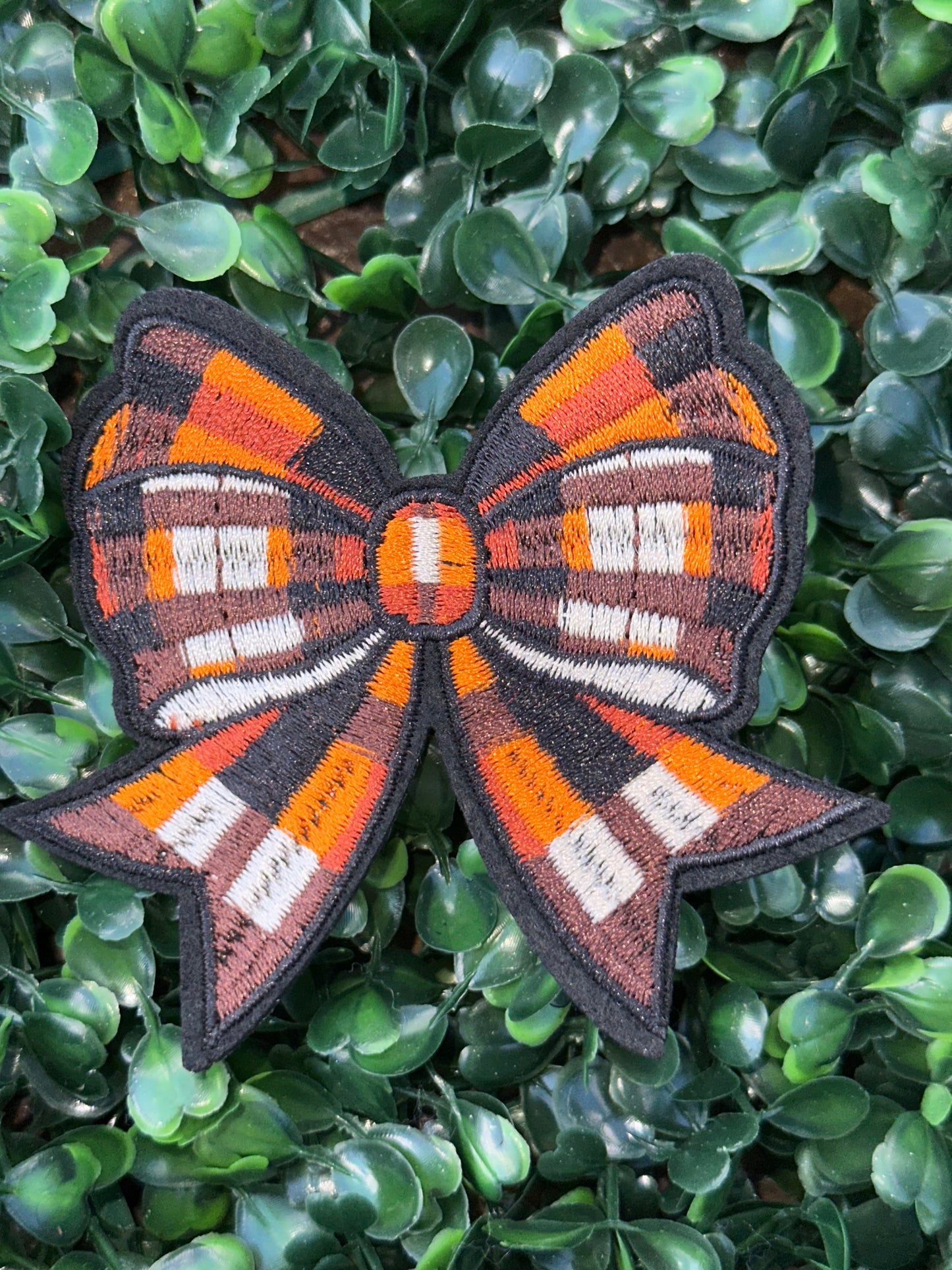 3.5” Fall Plaid Bow Hat Patch
