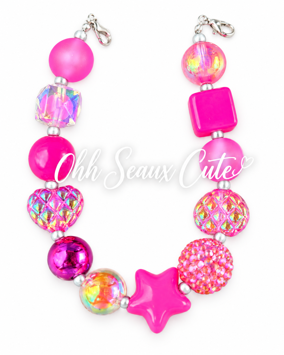 9” Neon Pink Hat Chain