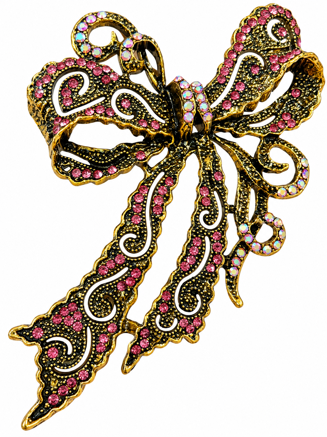 3.5” Rhinestone Antique Ribbon Hat Pin