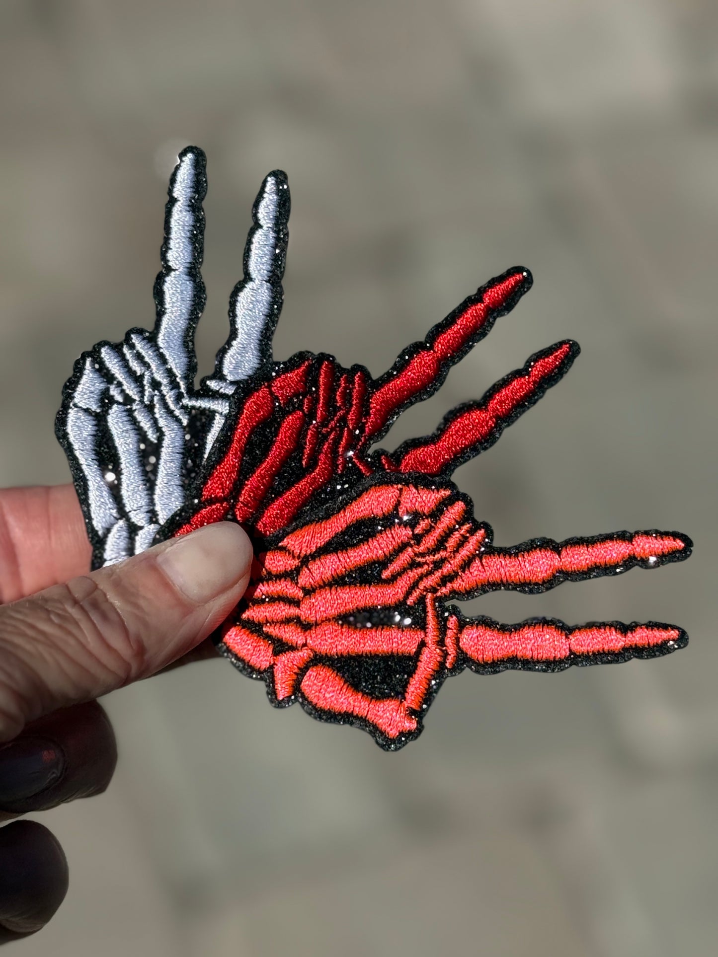 3” Glitter Coral Peace Skeleton