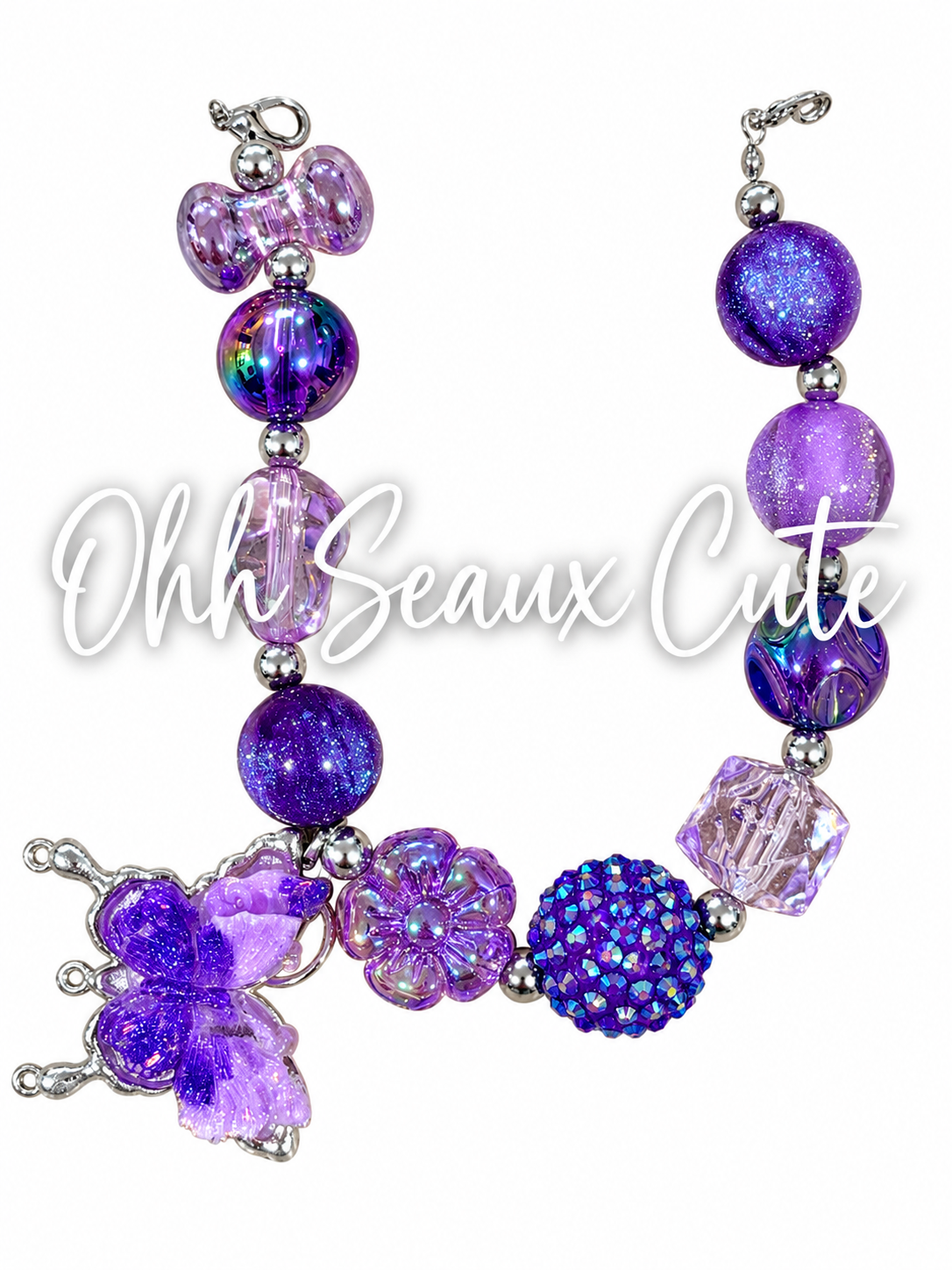 9” Purple Butterfly 2 Hat Chain