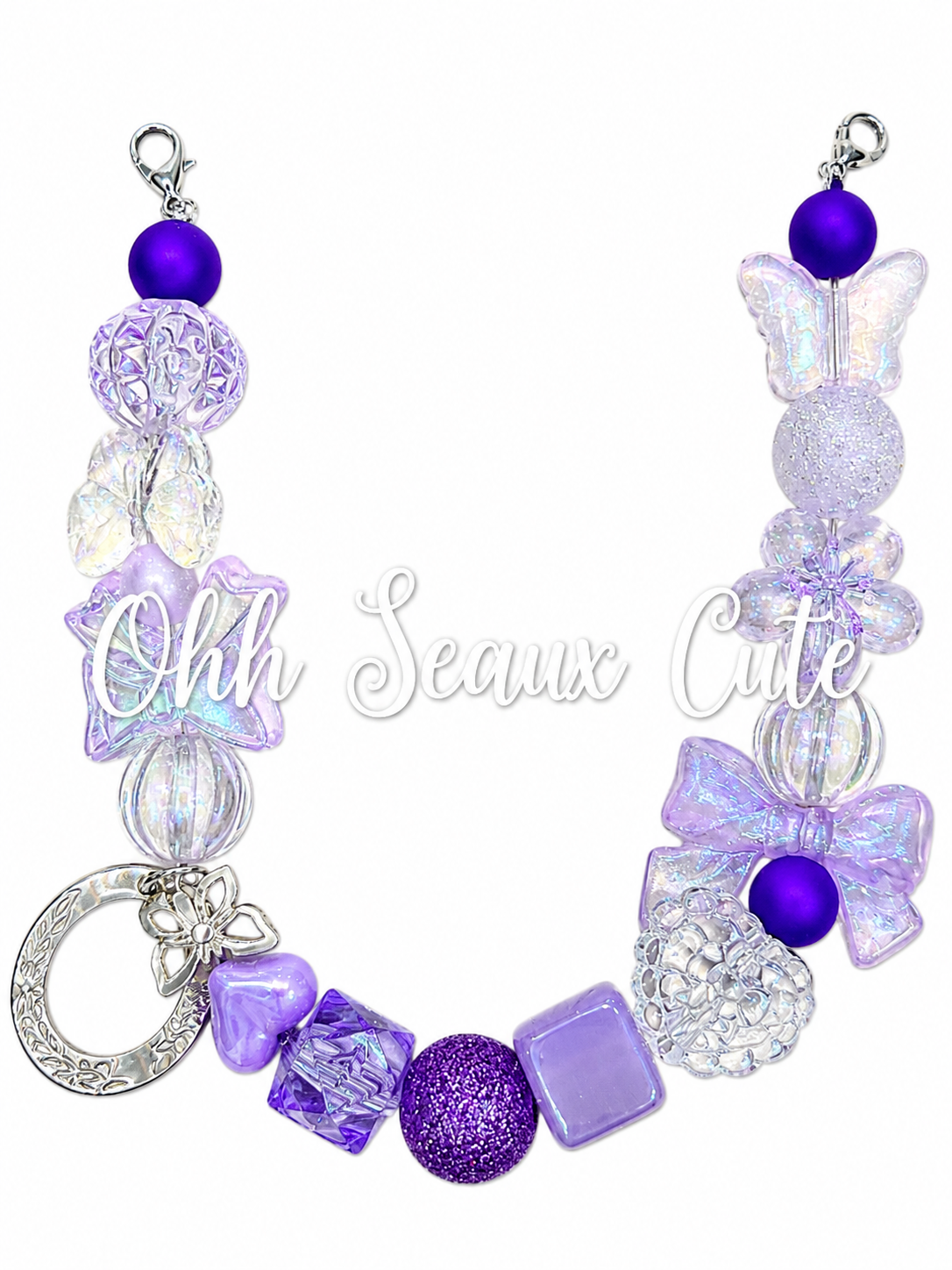 9” Purple Crystal Hat Chain