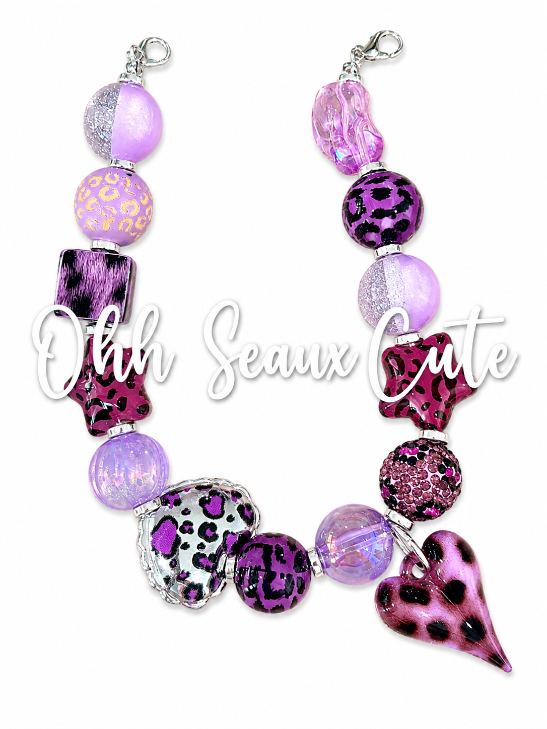 9” Purple Leopard 3 Hat Chain