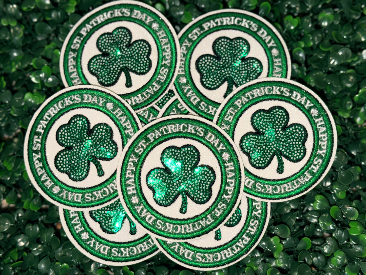 3” Sequin Clover Button Patch