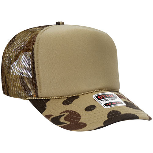 Otto High Crown Foam Trucker - Light Green Camo