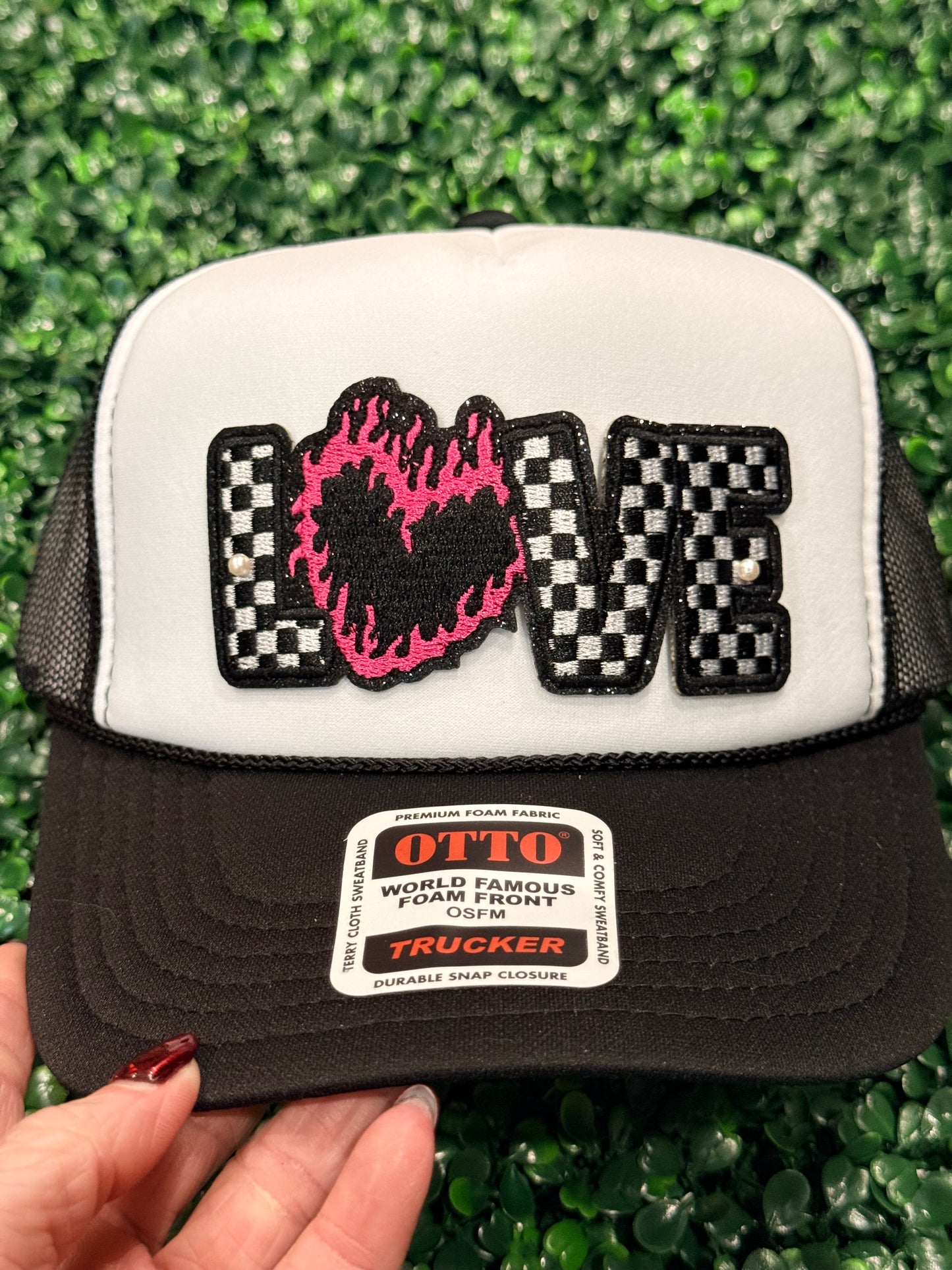 4.5” Checkered Flame Heart LOVE