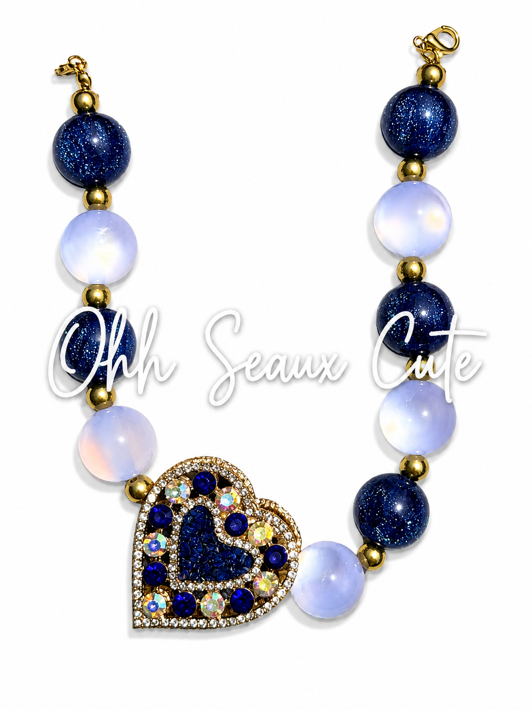 9” Blue Bling Hat Chain