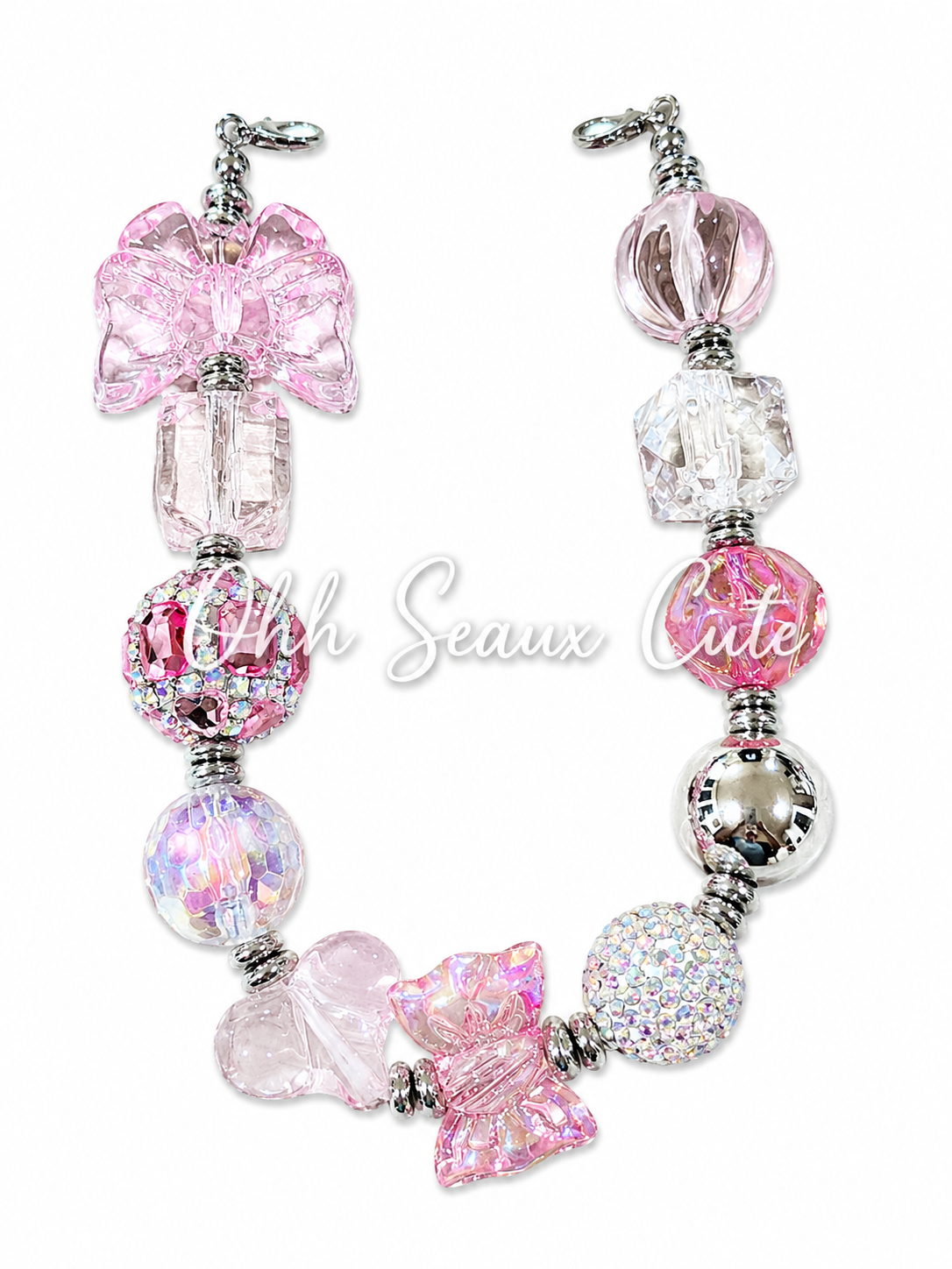 9” Pink/Chrome Hat Chain