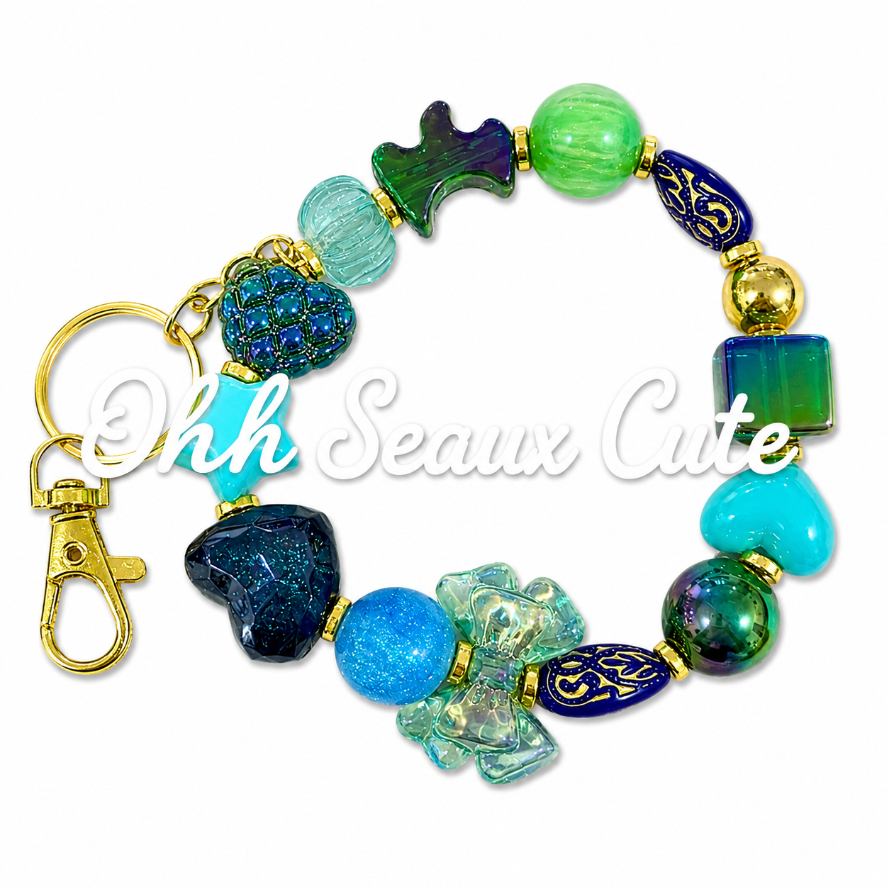 Custom Bead Keychain Peacock