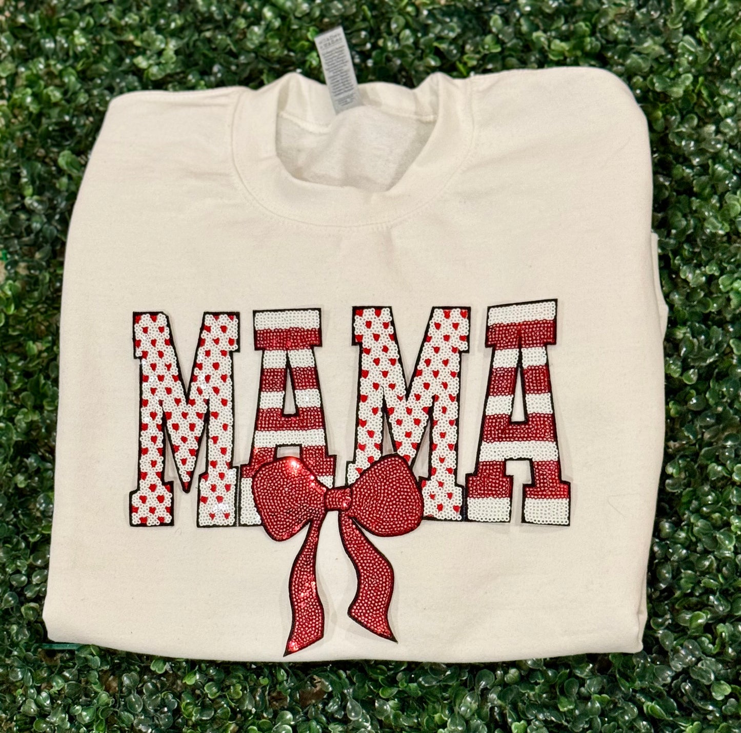 12” Sequin MAMA Valentines w/ Bow (OSC Original)