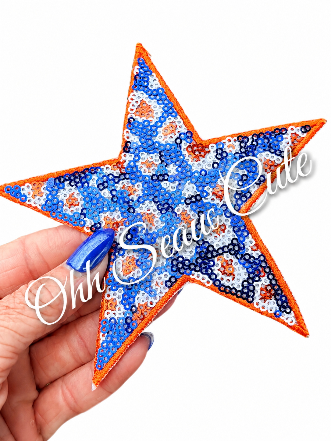 5” Game Day Leopard Star-Orange/Blue