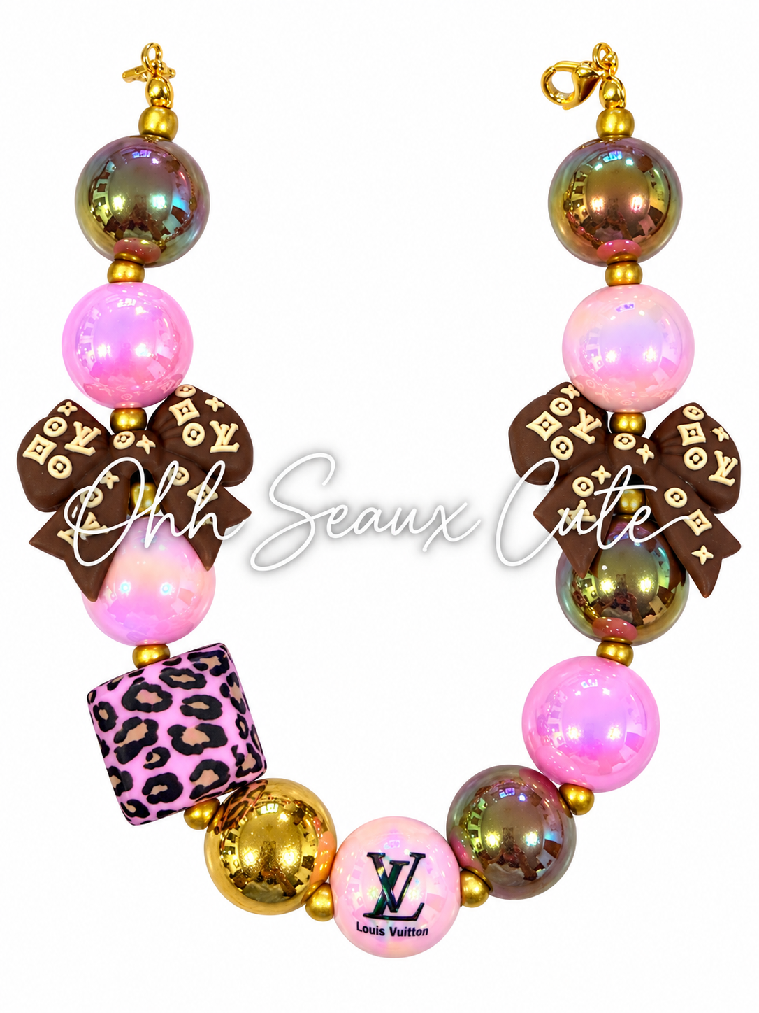 9” L V Pink/Brown 3 Hat Chain