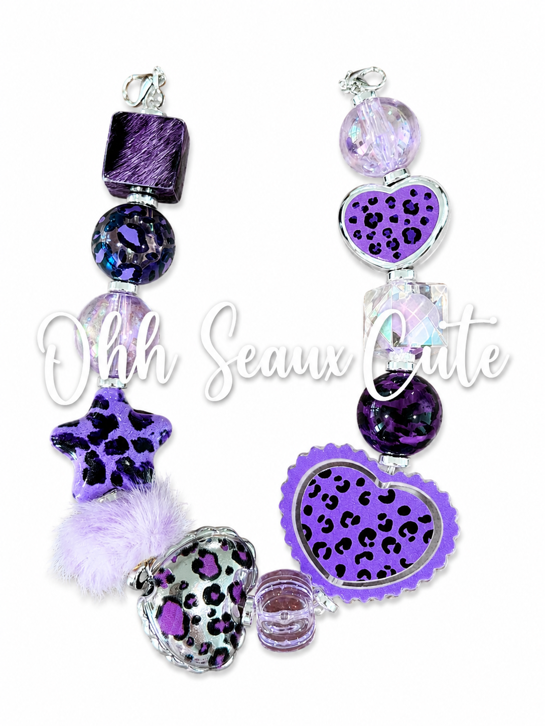 9” Purple Leopard 2 Hat Chain