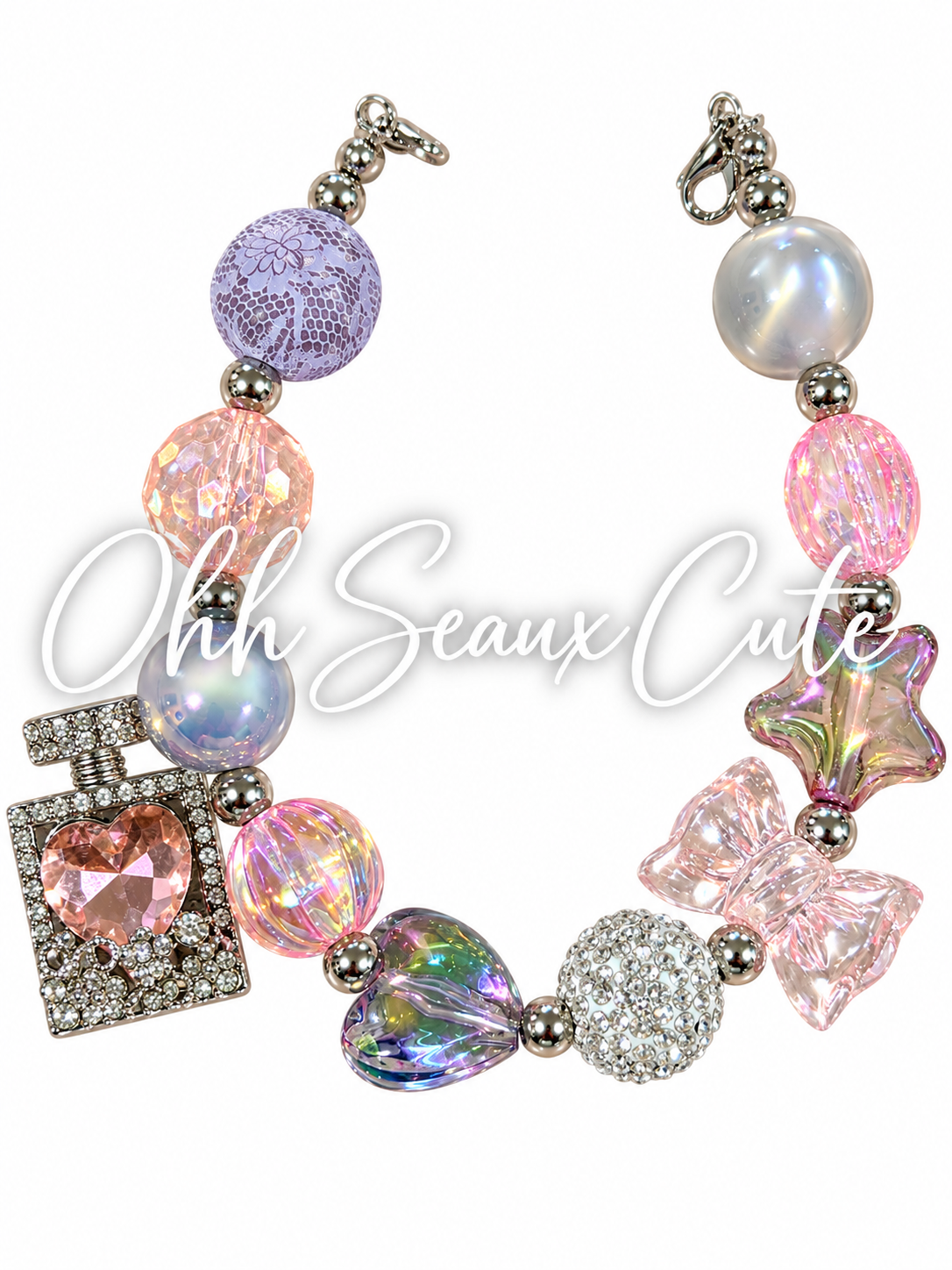 9” Pink/Gray 4 Hat Chain