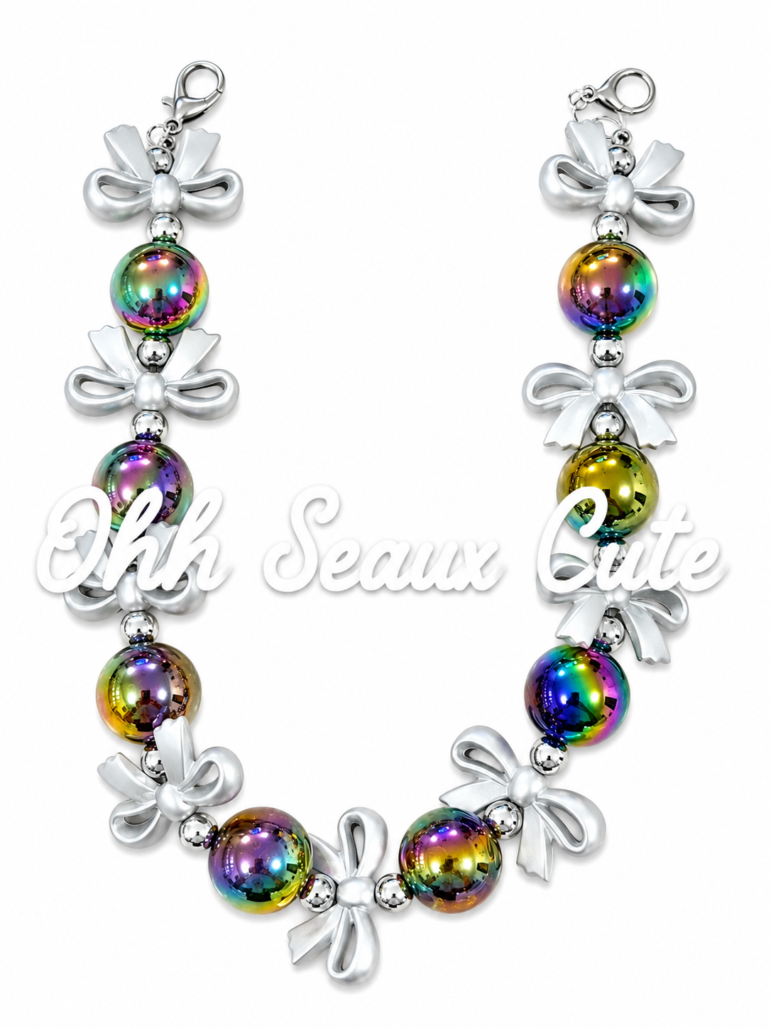 9” Silver Bow Hat Chain