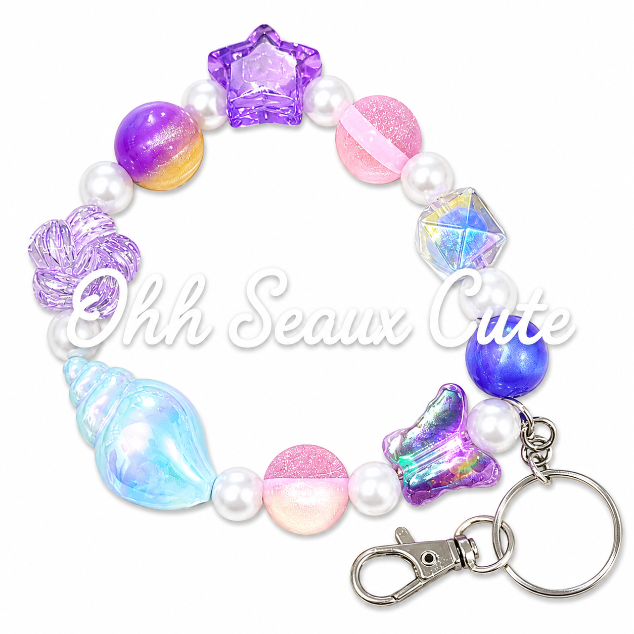Custom Bead Keychain Seashore
