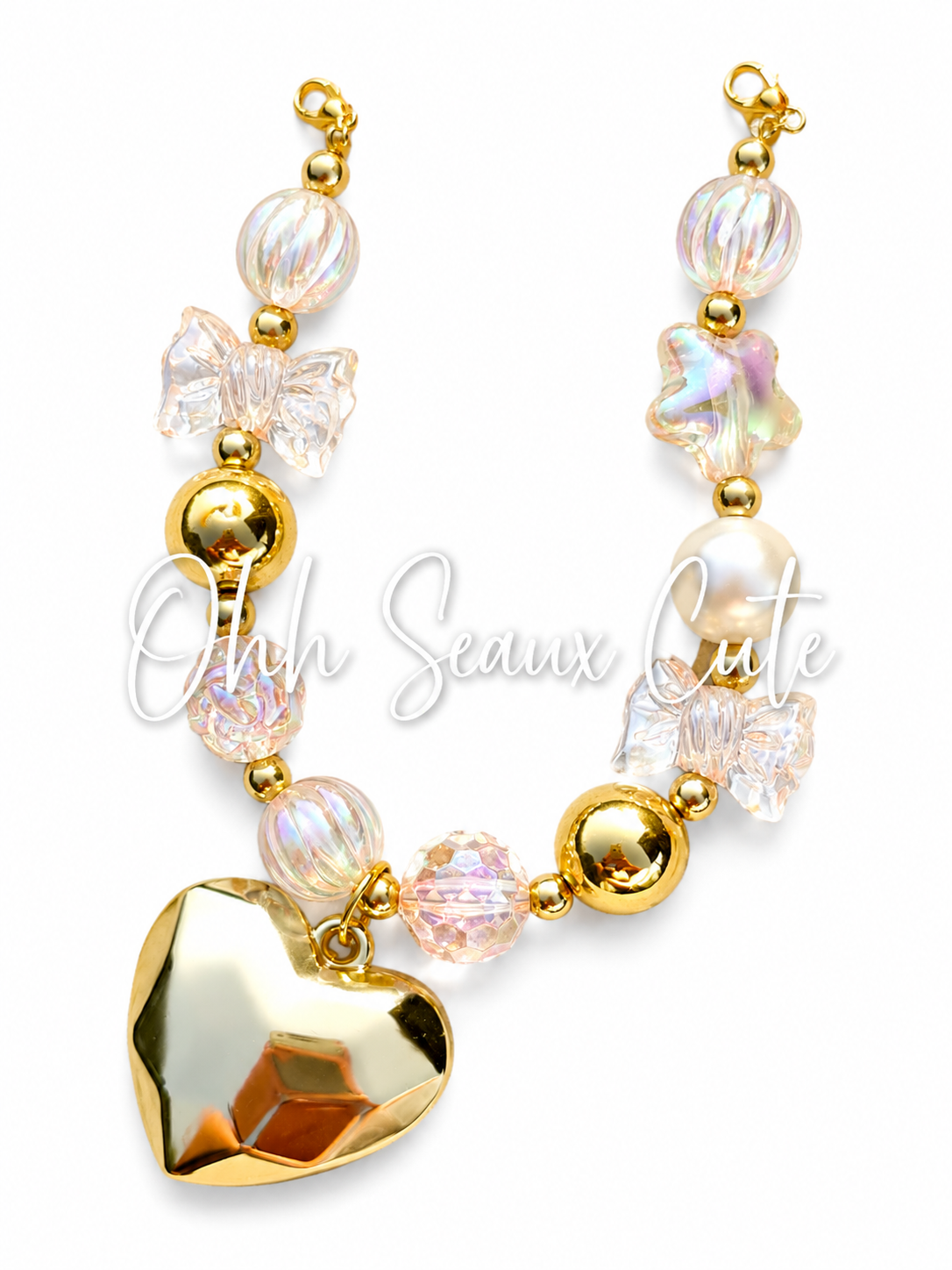 9” Gold Heart Hat Chain