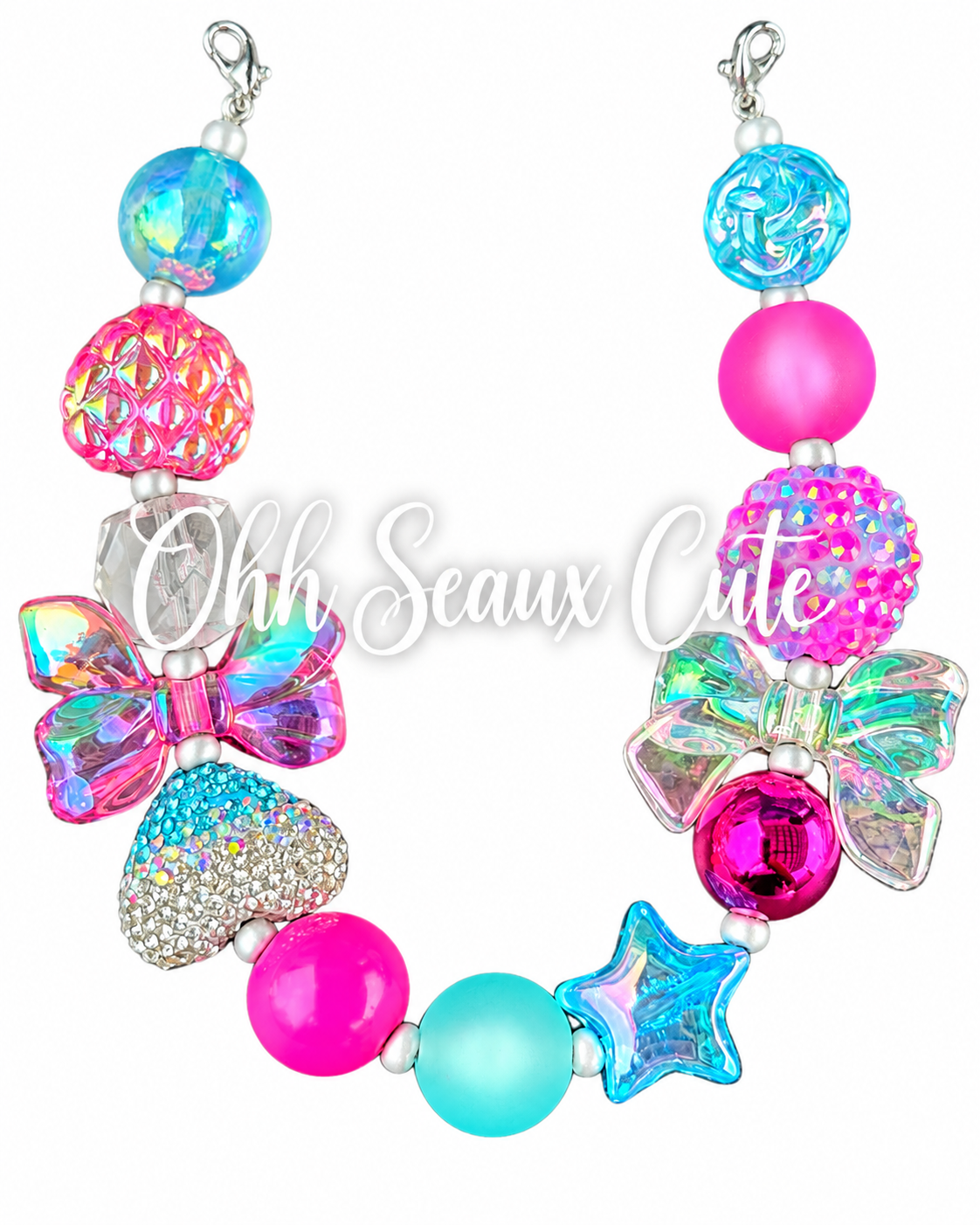 9” Neon Pink/Blue 6 Hat Chain