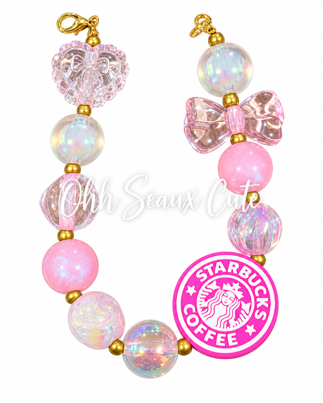 9” Pink Starbucks 7 Hat Chain