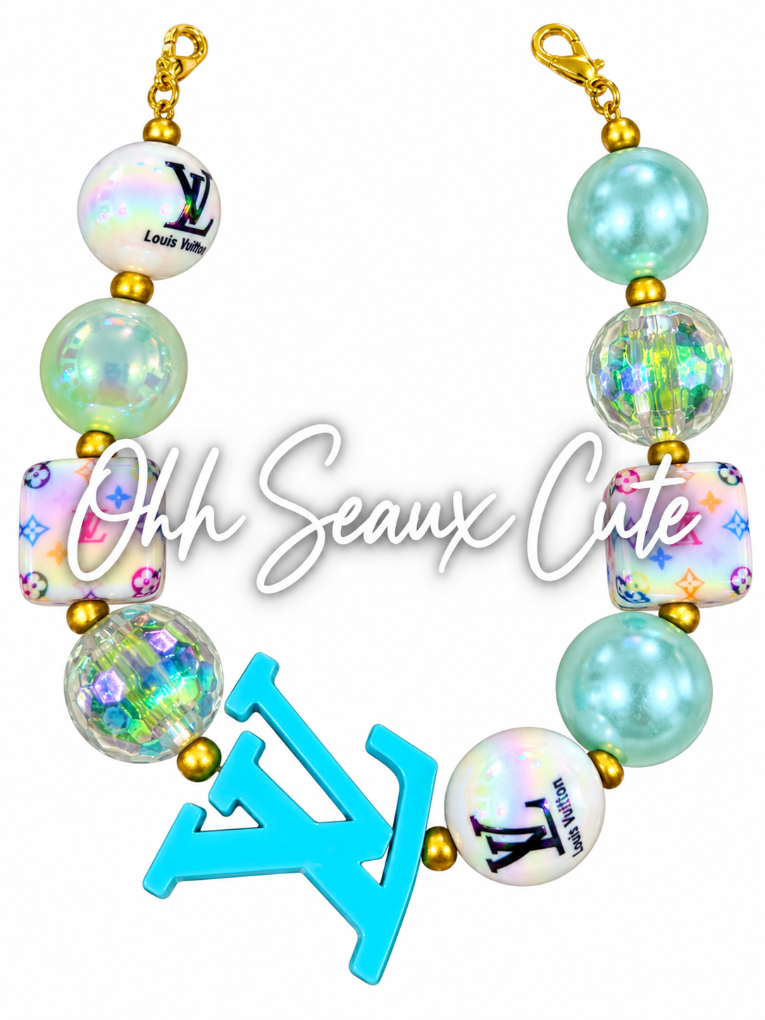 9” L V Teal Hat Chain