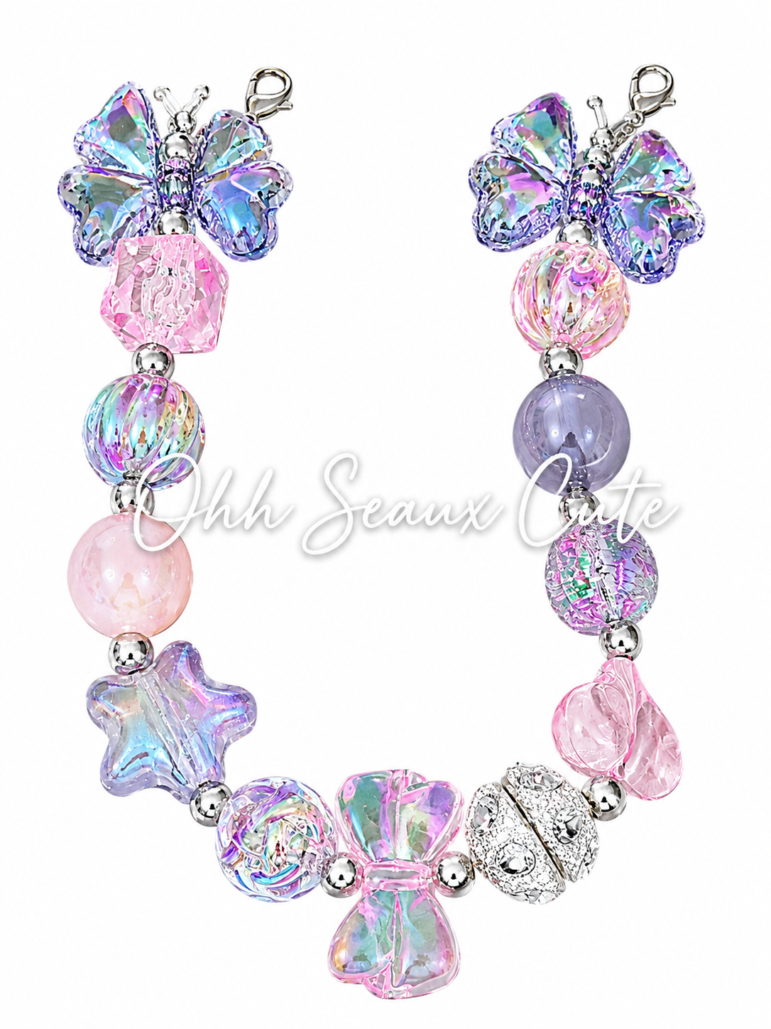 9” Gray Pink Hat Chain