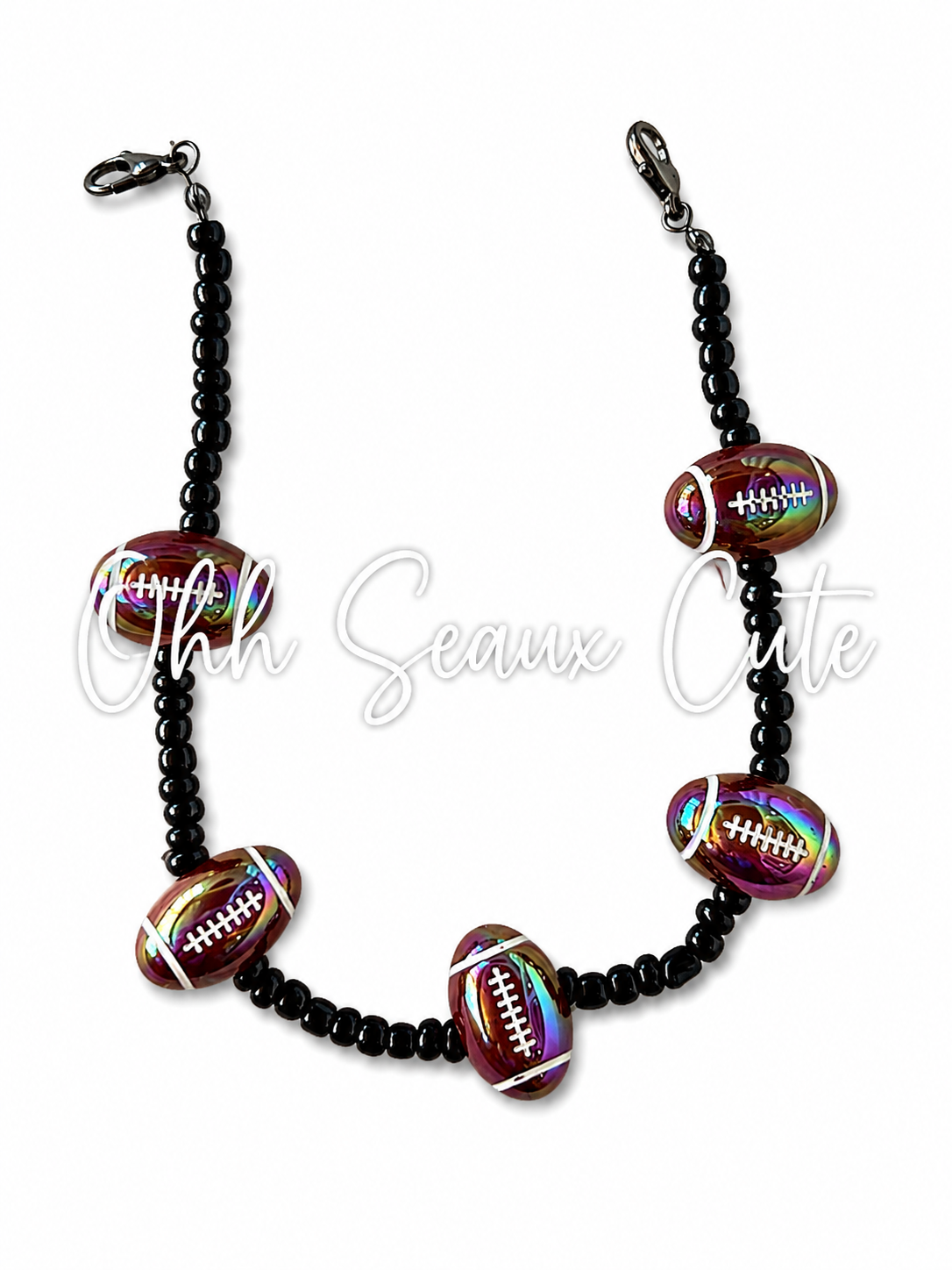 9” Black/Brown Seed Bead Hat Chain