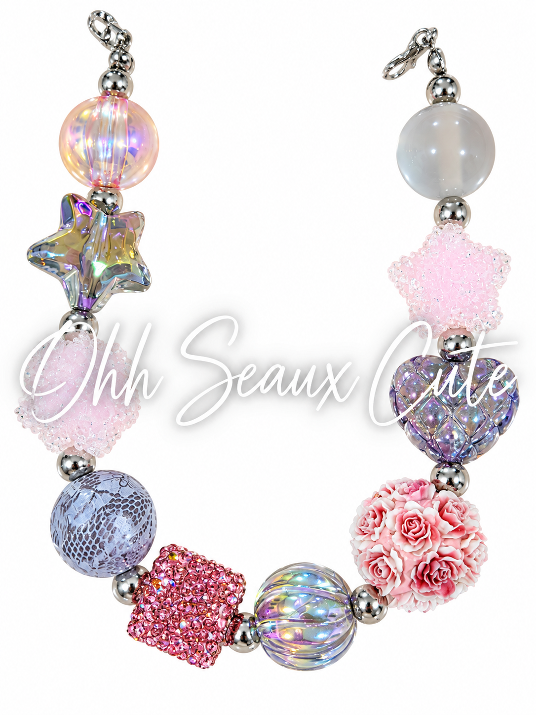9” Pink/Gray 2 Hat Chain