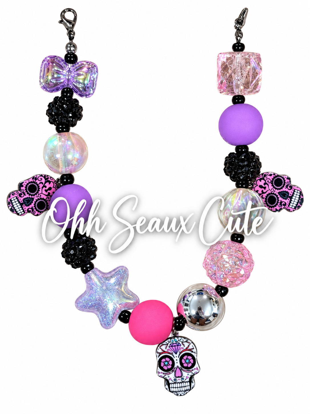 9” Pink Day of the Dead Hat Chain