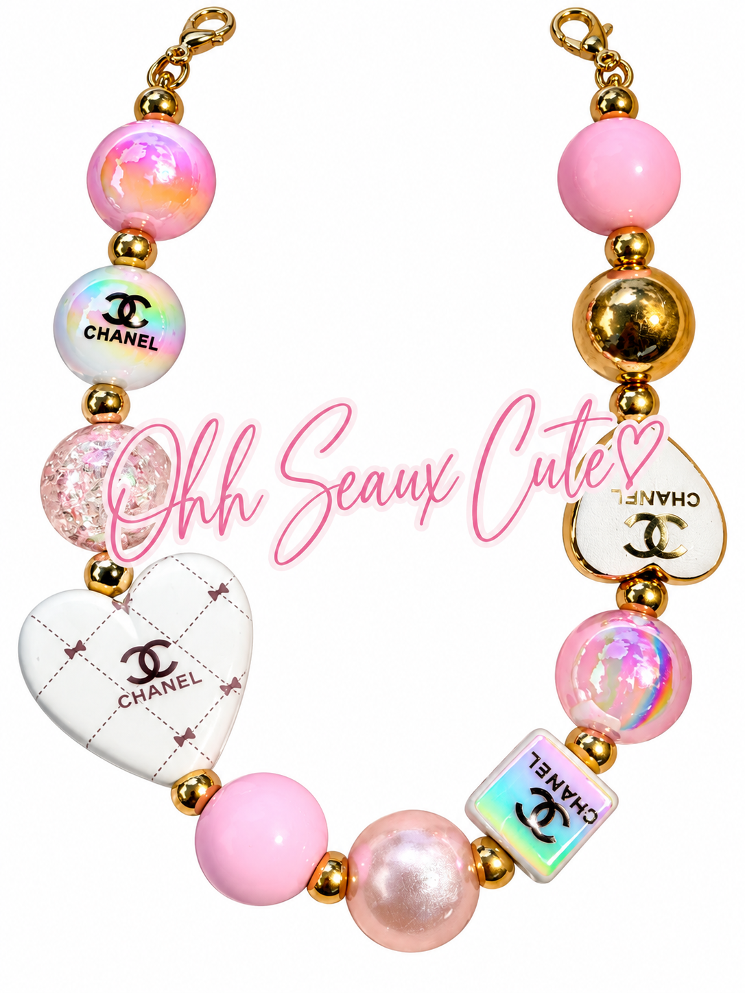 9” CC Pink 6 Hat Chain