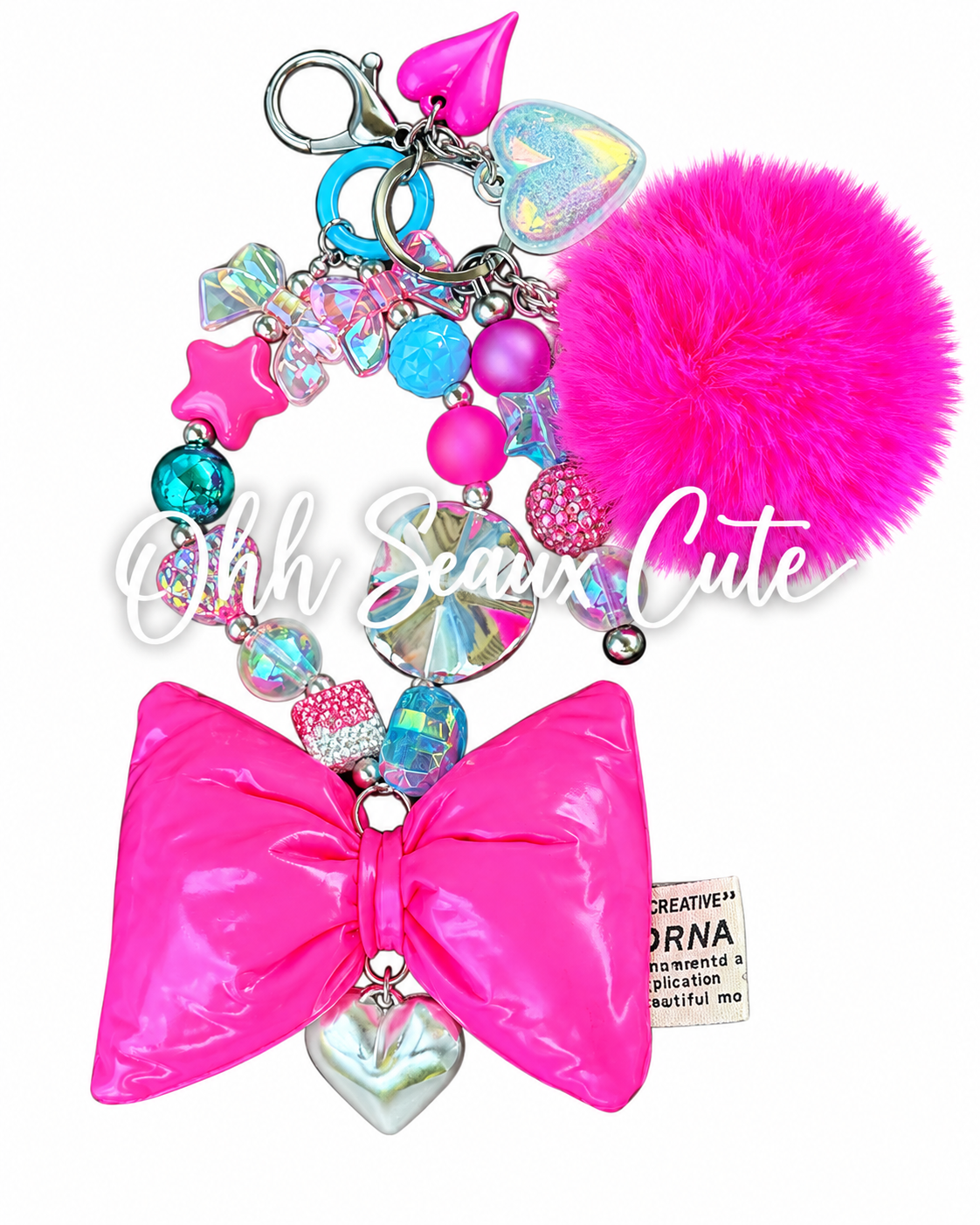 Neon Punk/ Blue Bag Charm Keychain