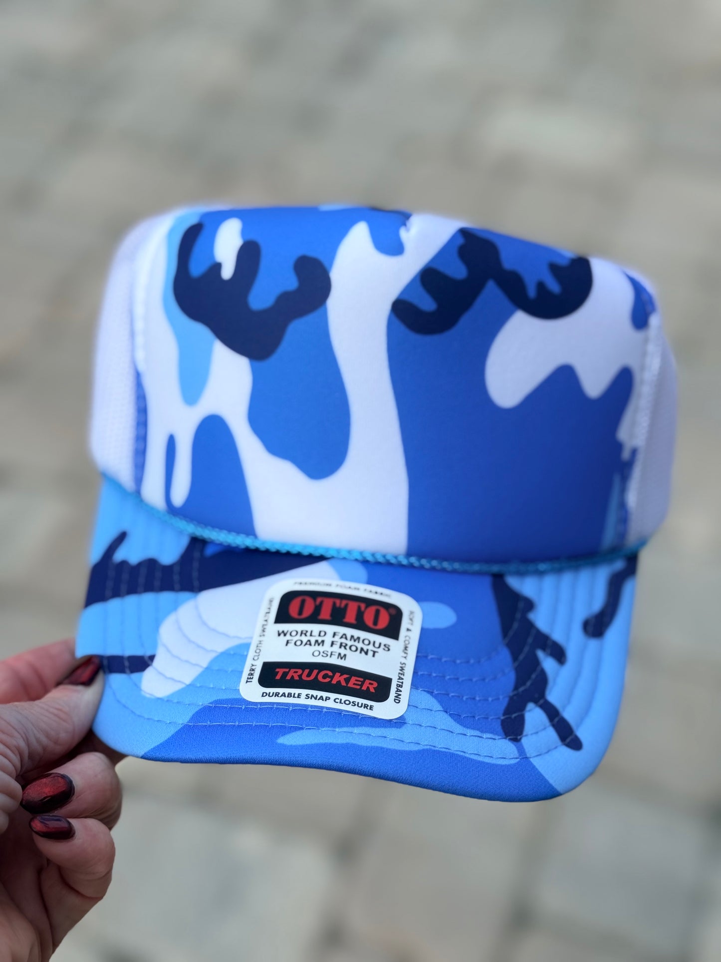 Otto High Crown Foam Trucker -Blue Camo