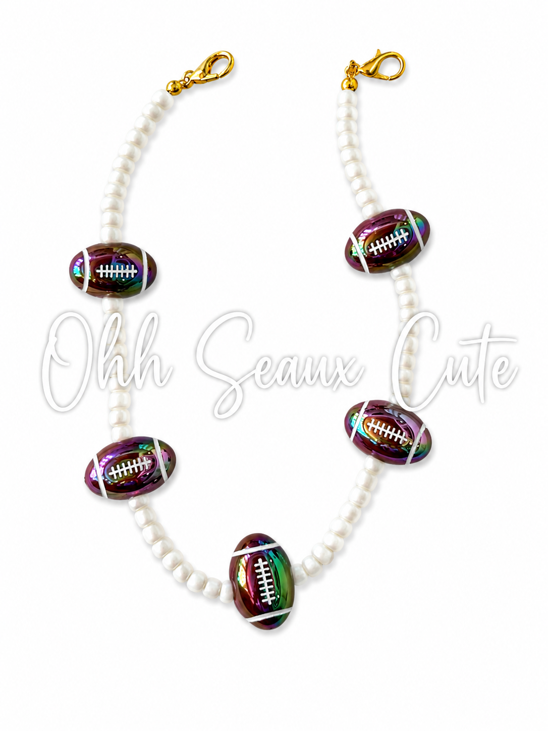 9” Brown/White Seed Bead Hat Chain