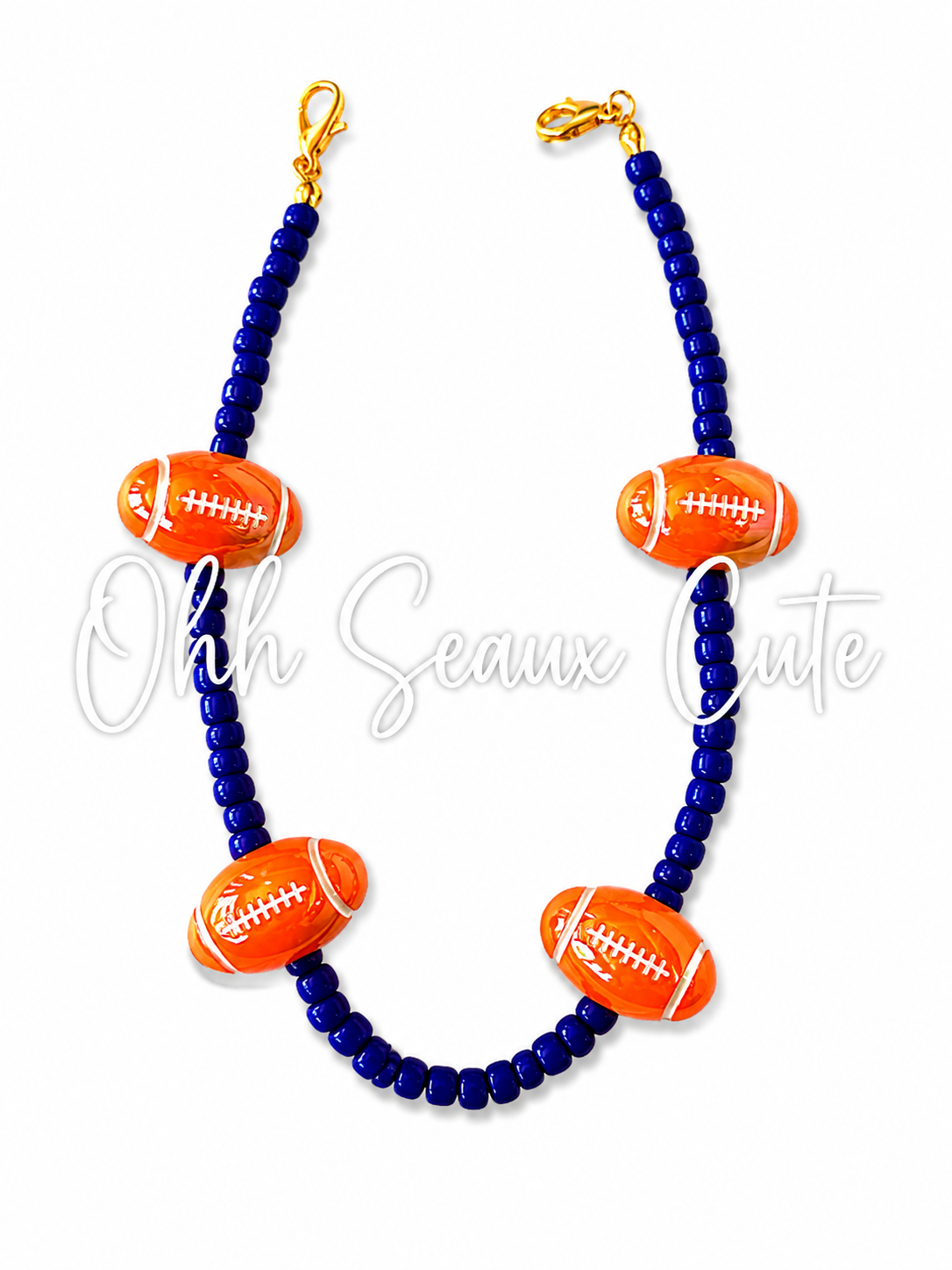 9” Orange/Blue Seed Bead Hat Chain