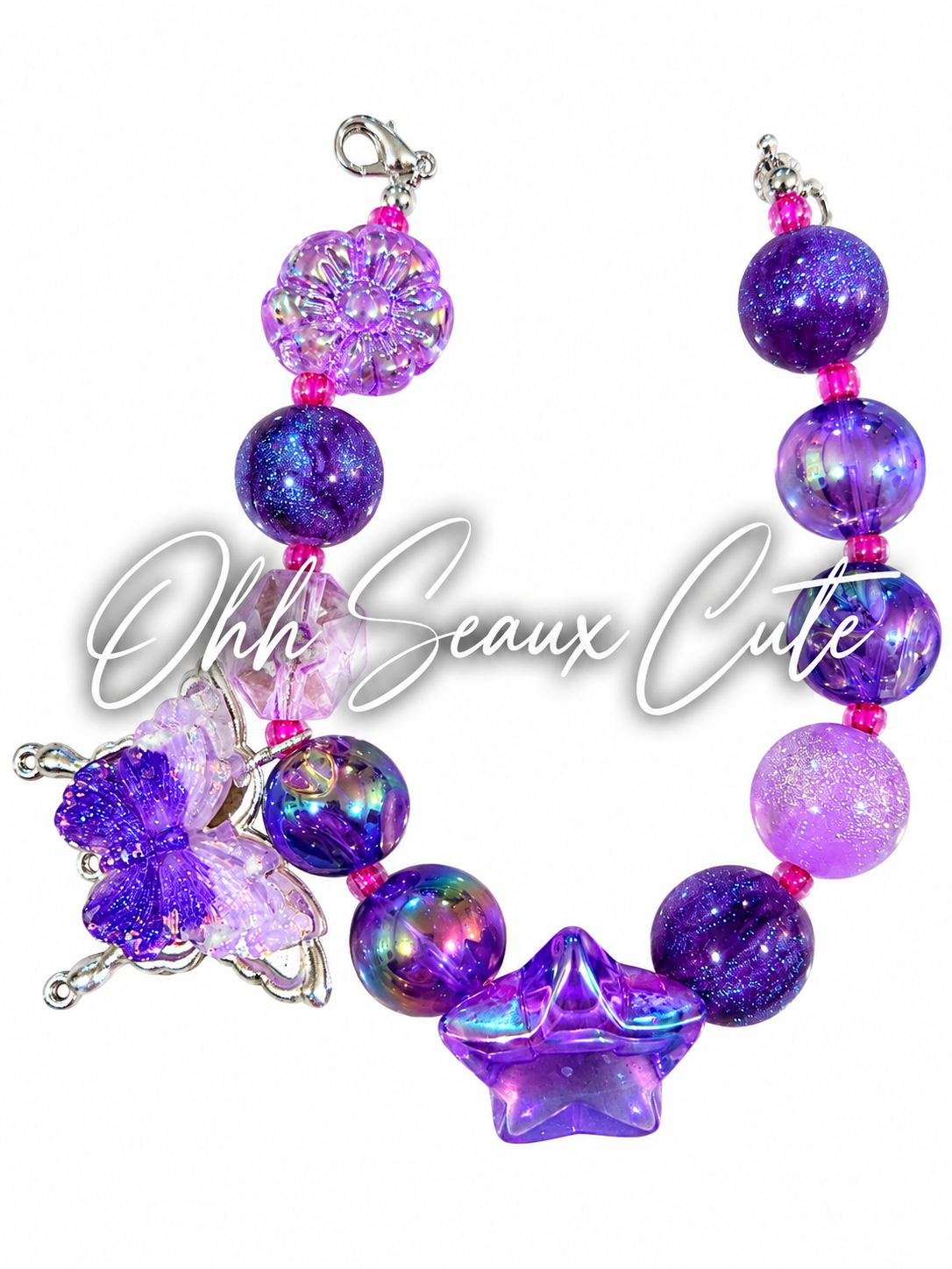 9” Purple Butterfly Hat Chain