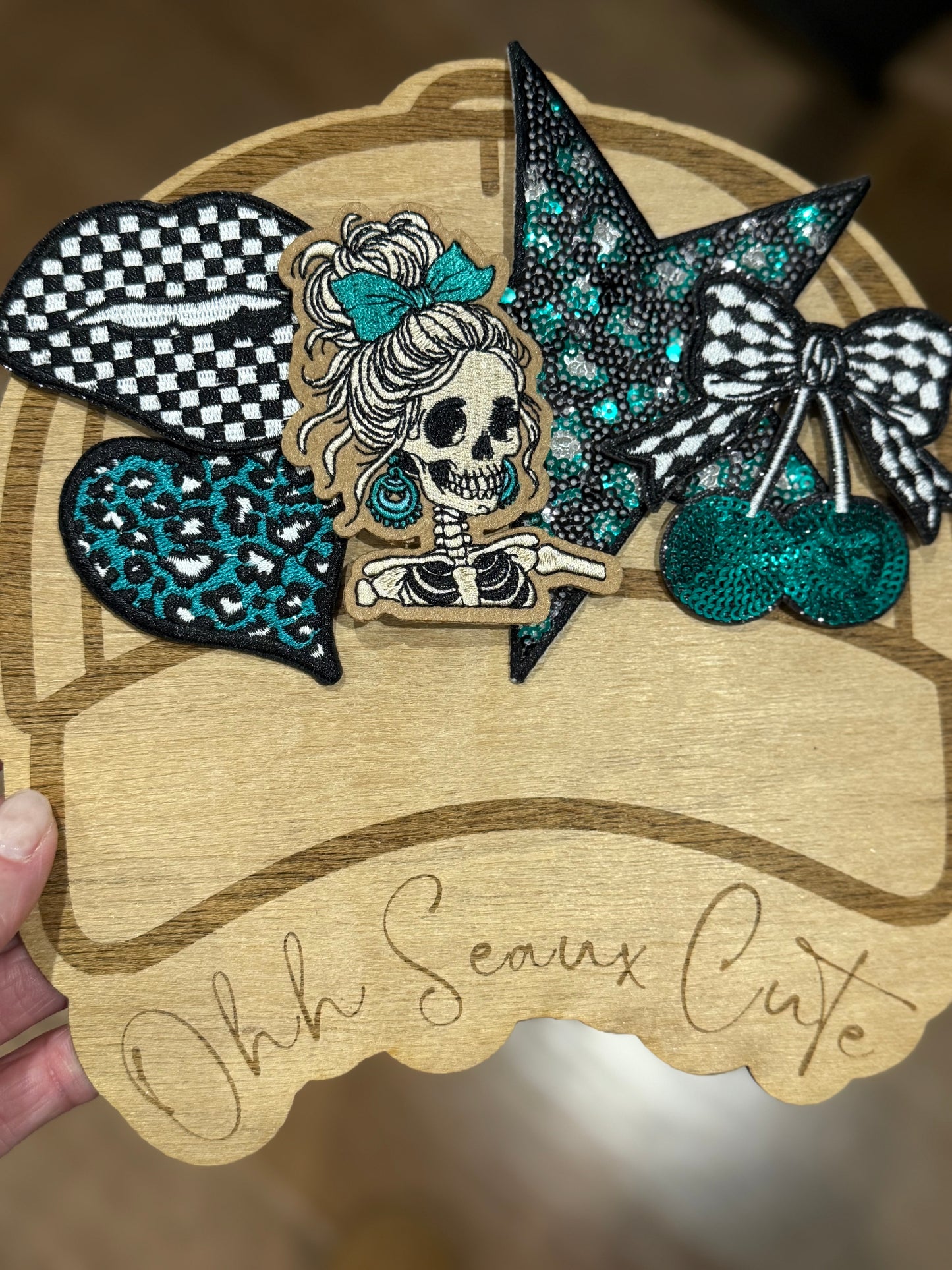 2.5” Teal Leopard Heart