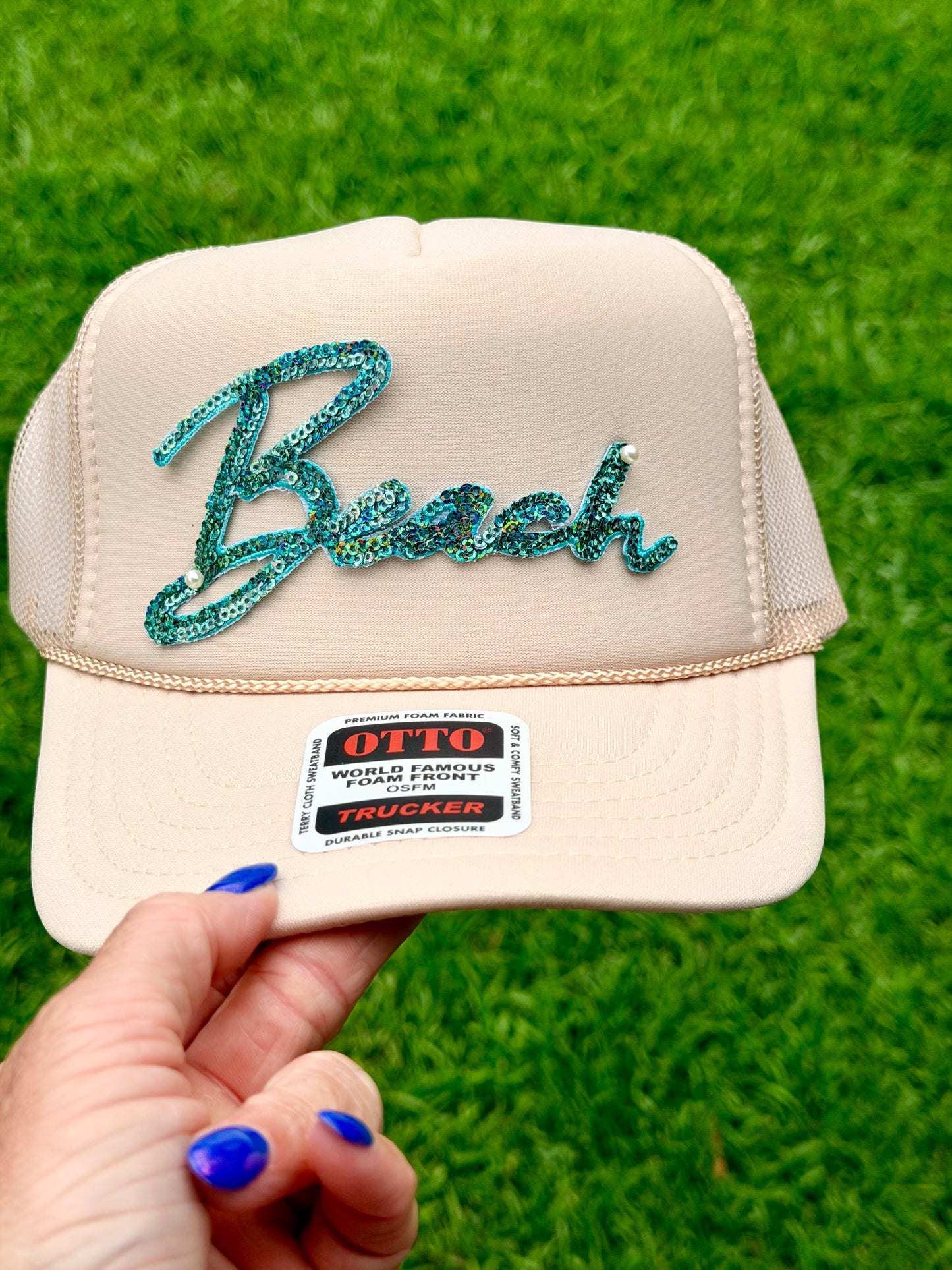 6” Teal Sequin BEACH