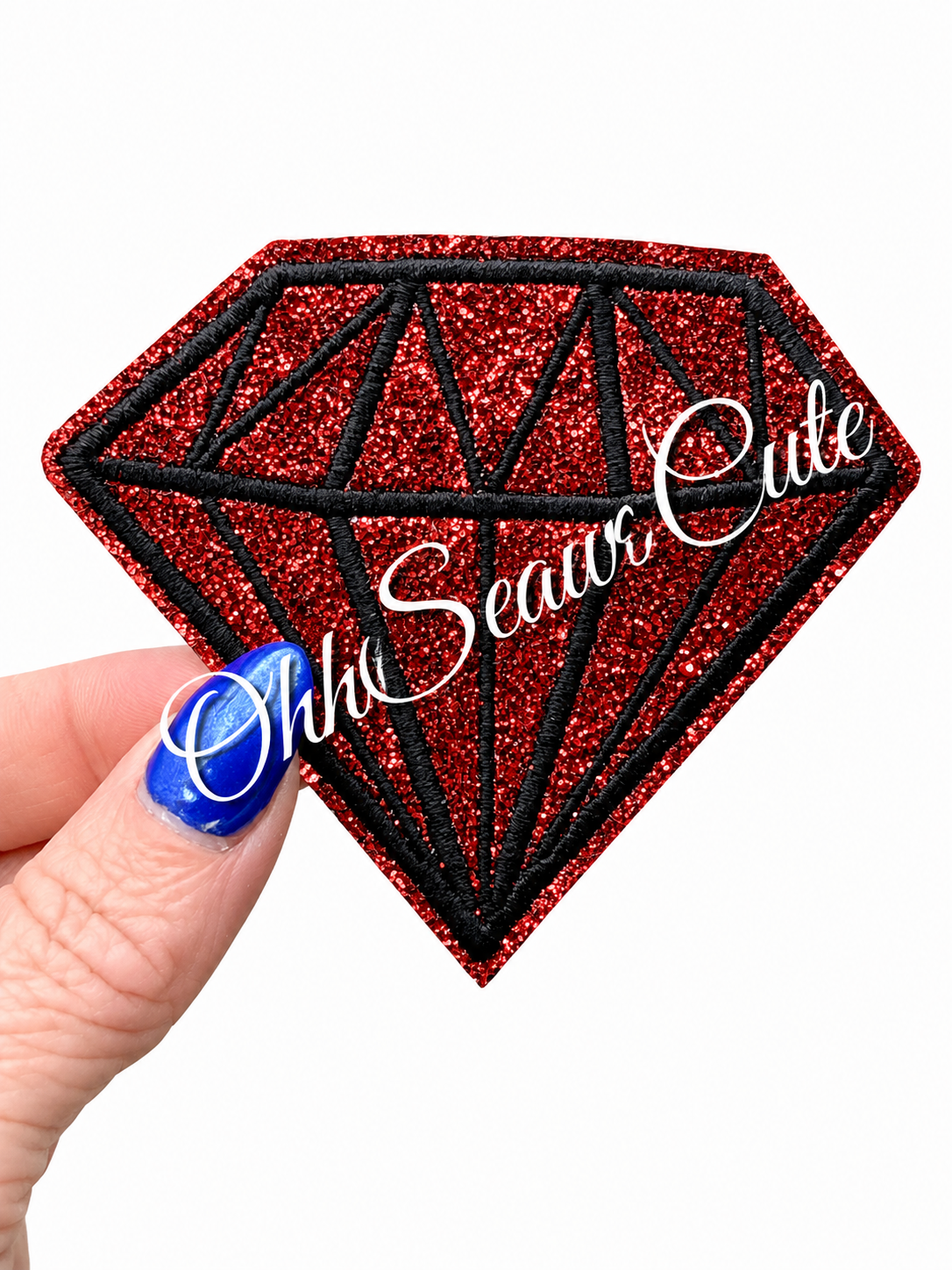 2.5” Glitter Diamond Red/Black